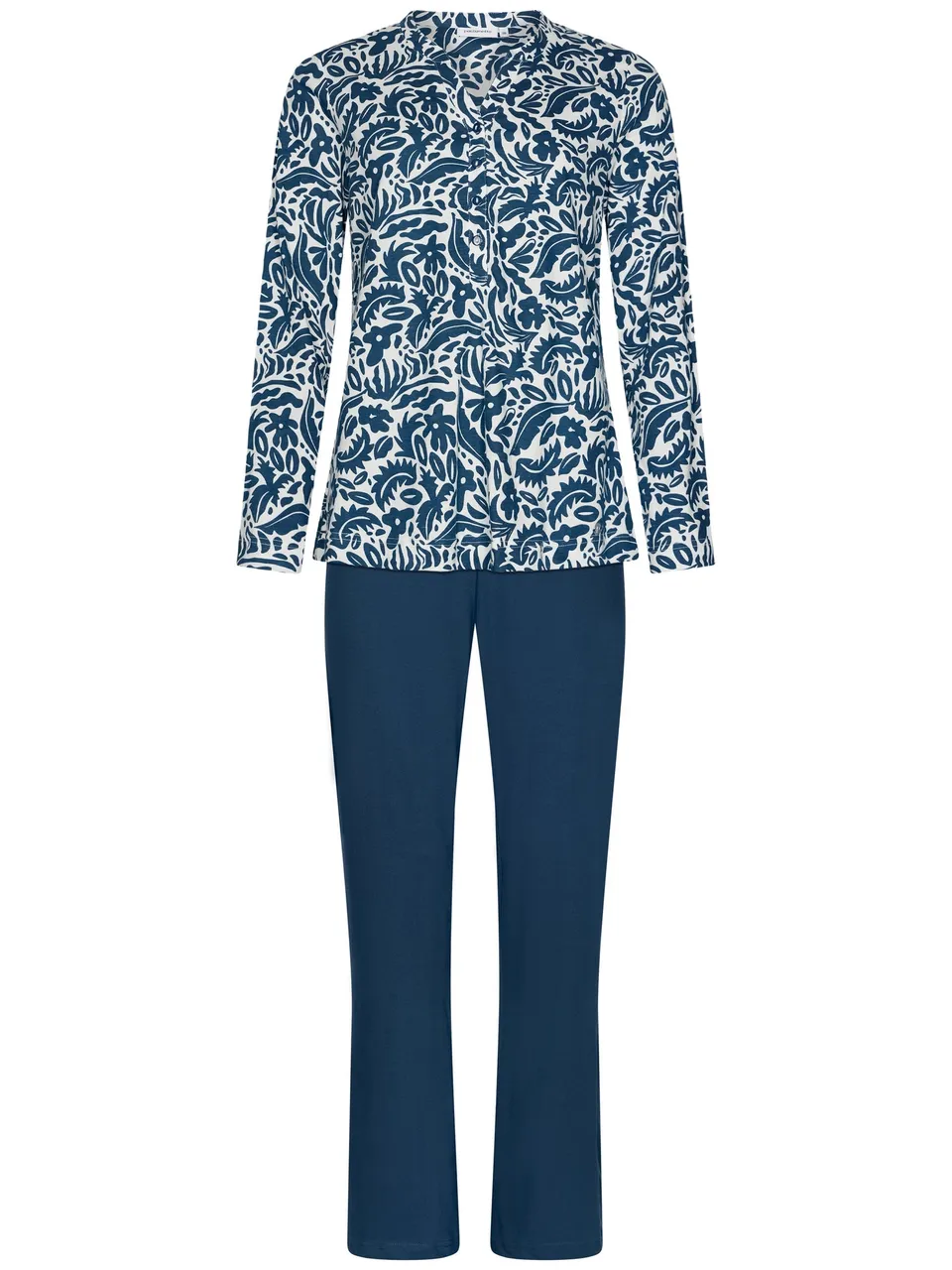 pastunette-blue-bloom-pyjama-blau-wei-bio-baumwolle-set image 1