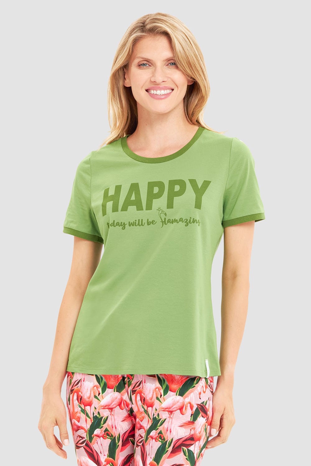 r-sch-be-happy-shirt-kurzarm-gr-n-flamingo-print image 1