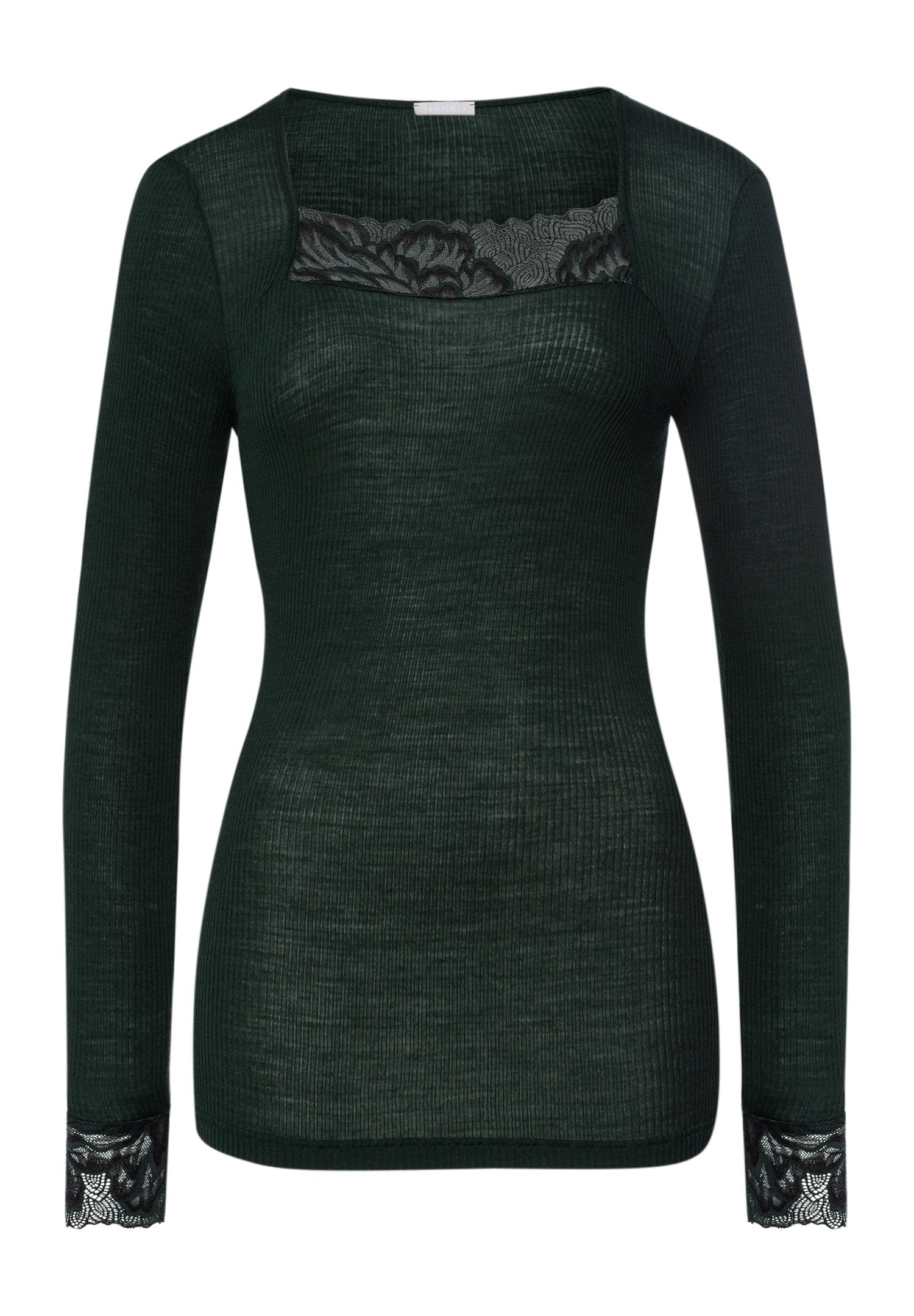 hanro-celeste-langarmshirt-damen-dark-malachite-wolle-seide image 1