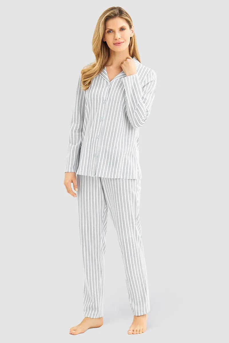 r-sch-be-happy-pyjama-lang-blau-streifen-hemdkragen image 1