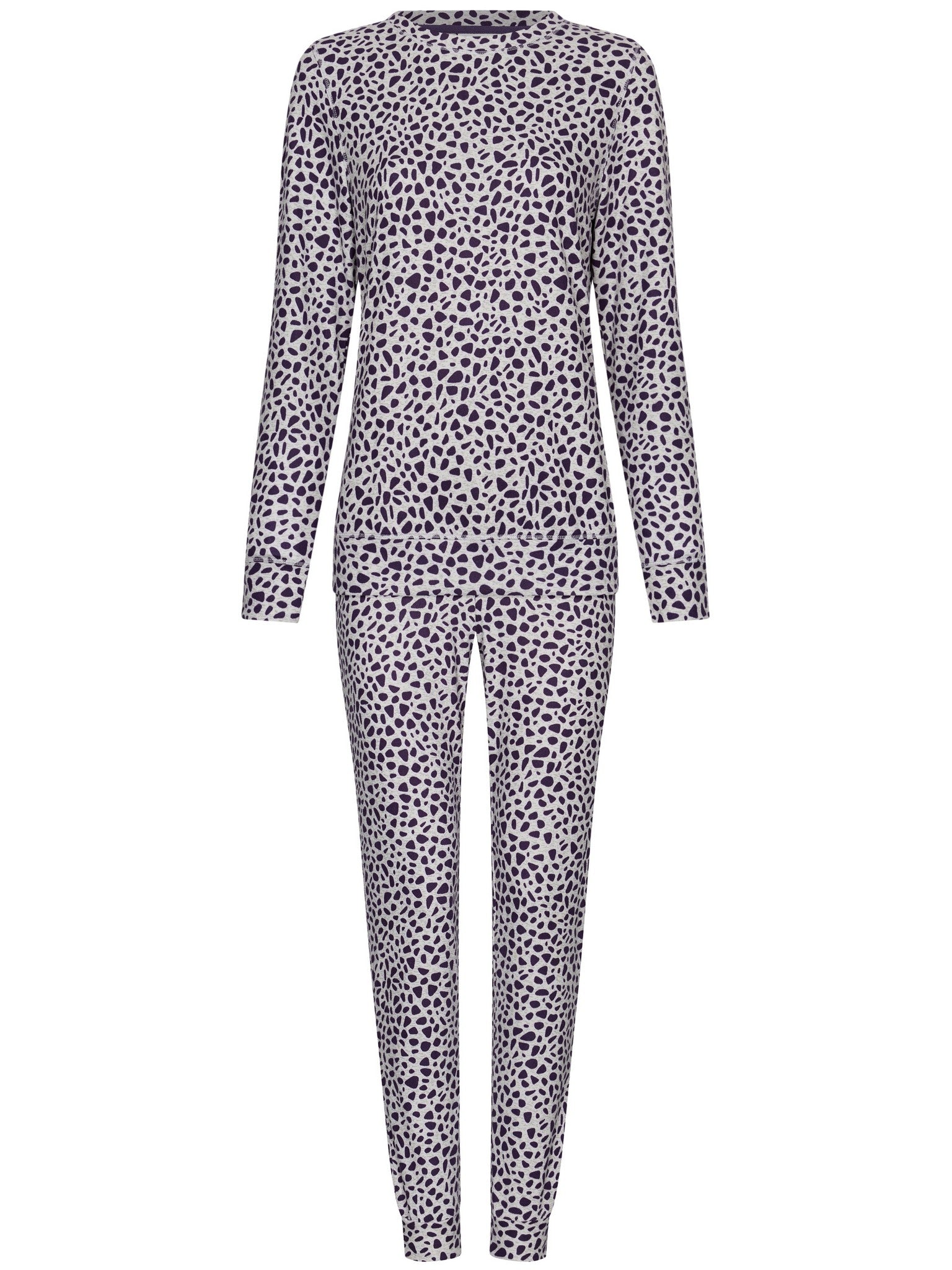pastunette-purple-pebbles-pyjama-lila-langarm-fleece-stretch image 1