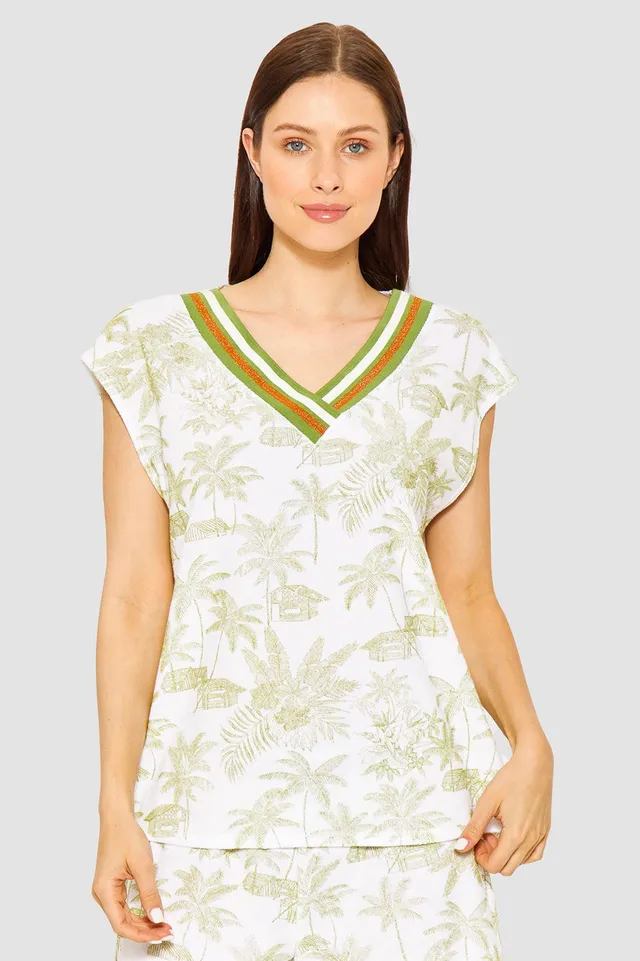 r-sch-be-happy-shirt-kurzarm-gr-n-palmendruck-v-ausschnitt image 1