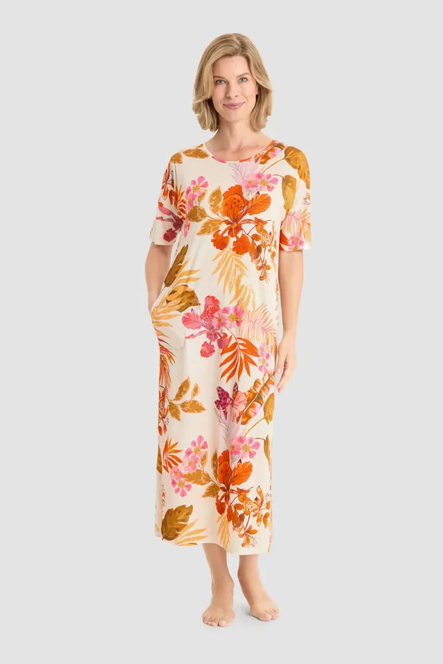 r-sch-be-happy-nachthemd-maxi-orange-mit-taschen image 1