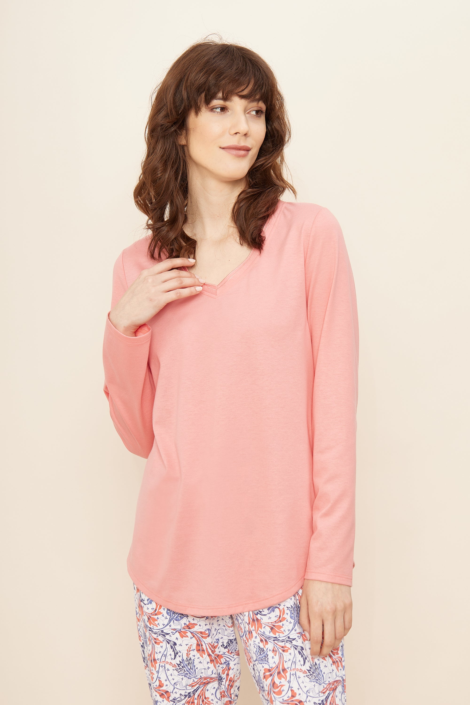 r-sch-be-happy-shirt-langarm-blau-v-ausschnitt image 1