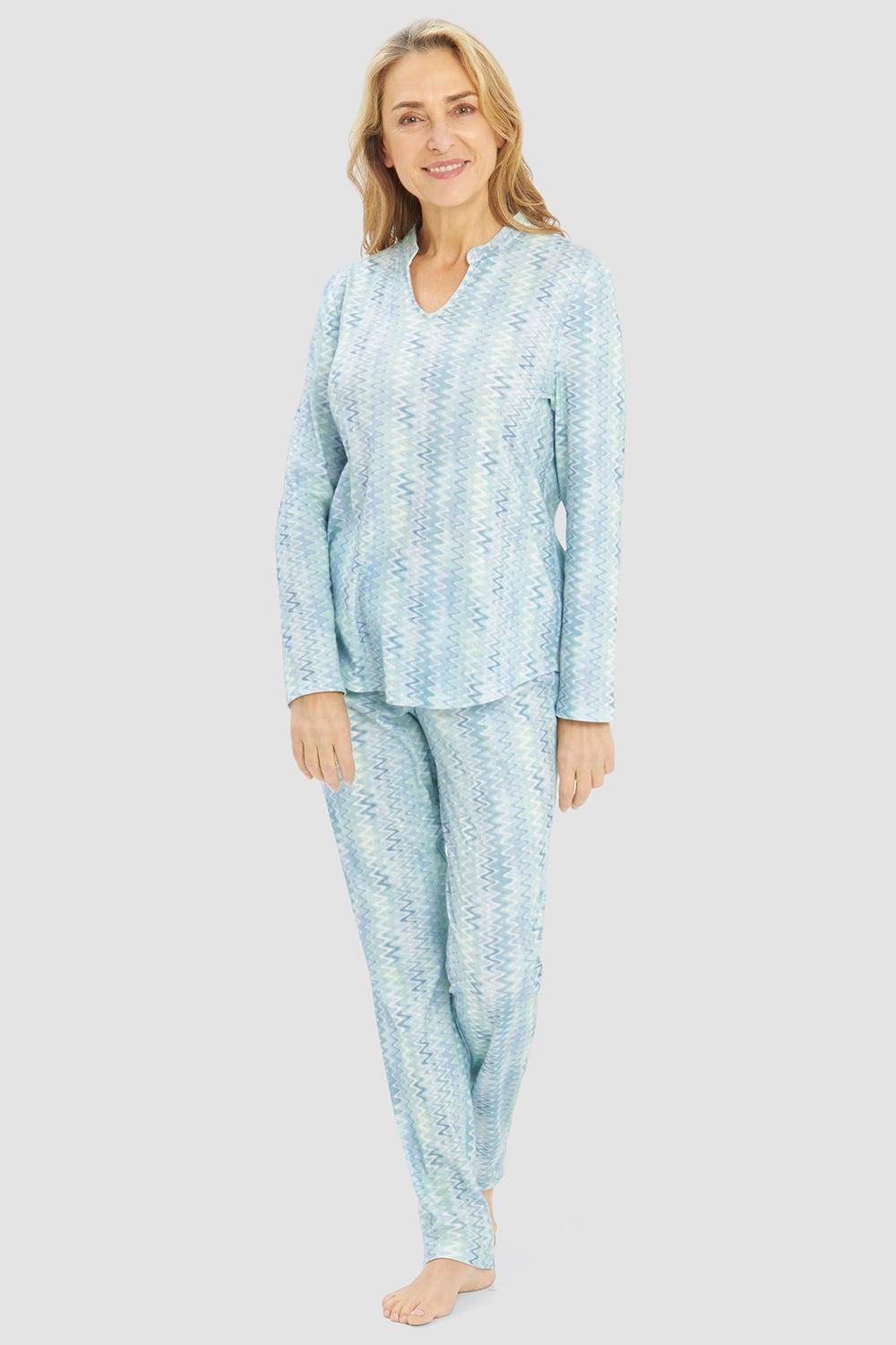 r-sch-be-happy-pyjama-lang-t-rkis-zackenmuster-schlafanzug image 1