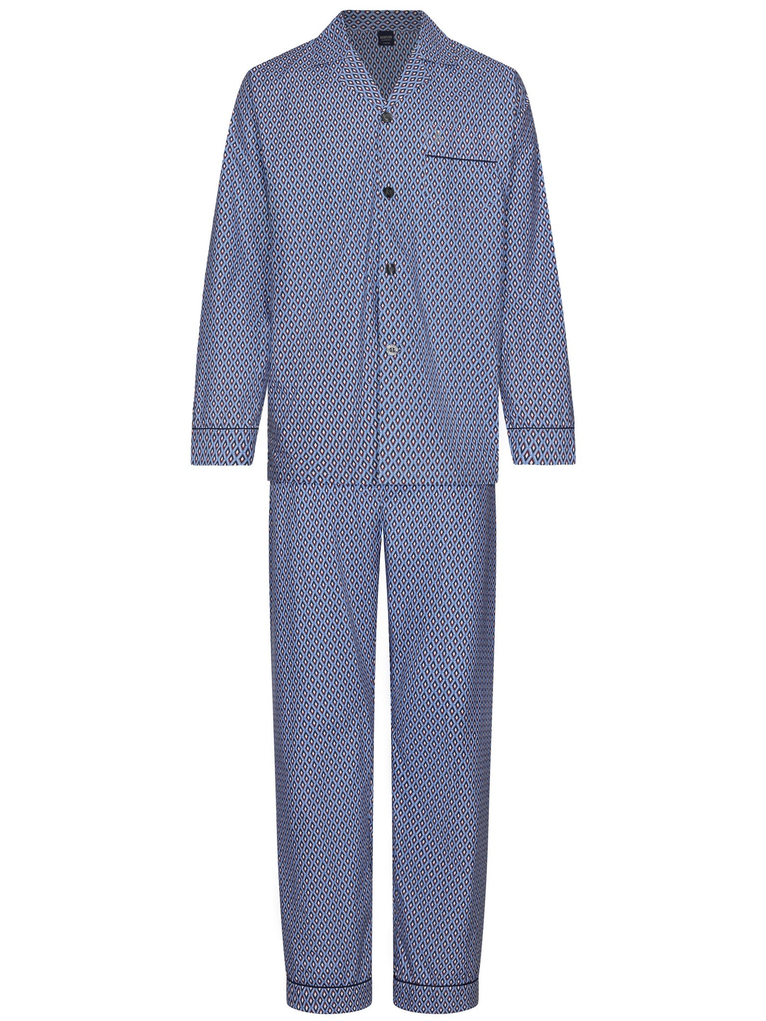 robson-herren-pyjama-baumwolle-blau-grafikmuster image 1