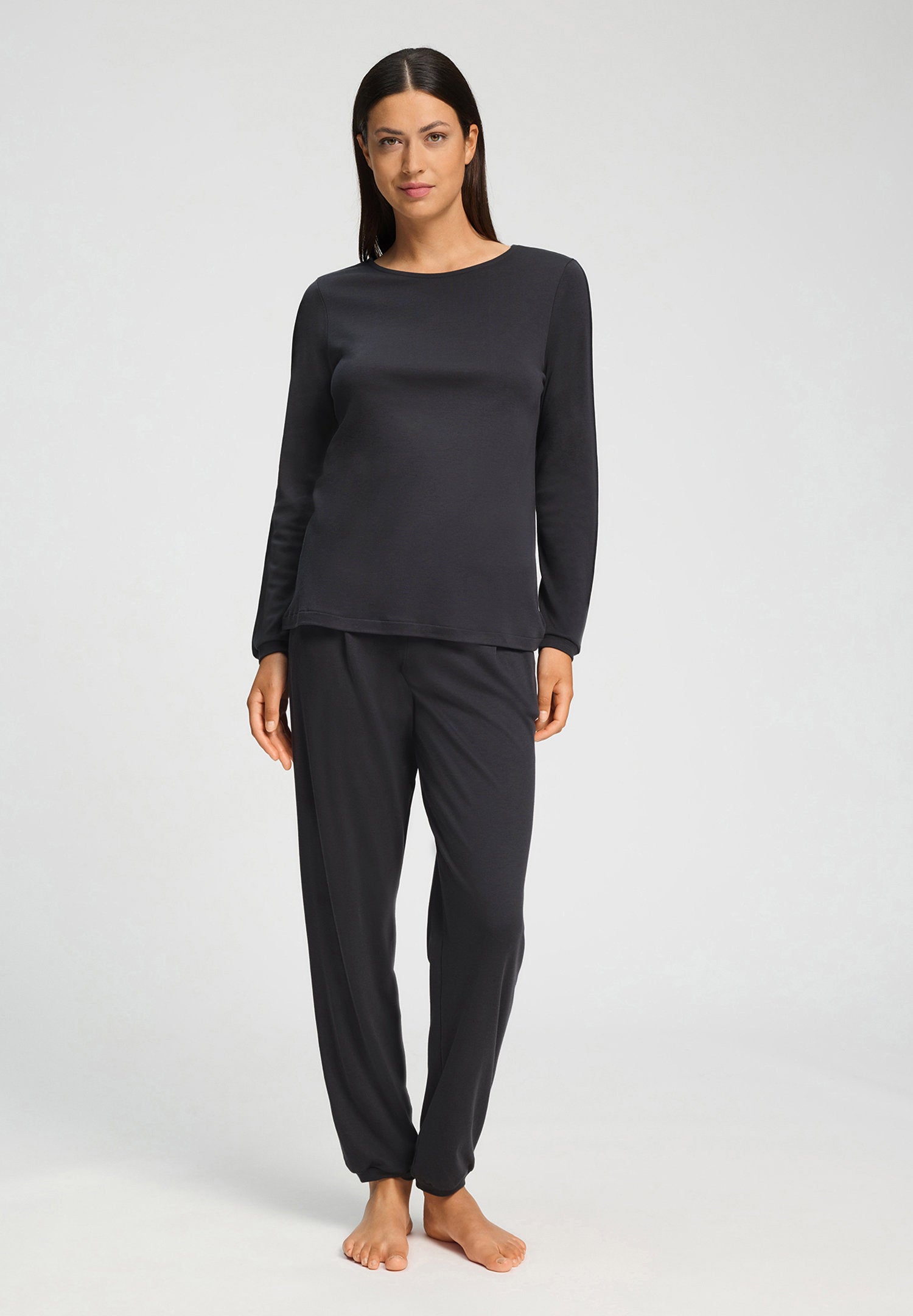 hanro-franca-pyjama-lang-phantom-baumwolle-damen image 5