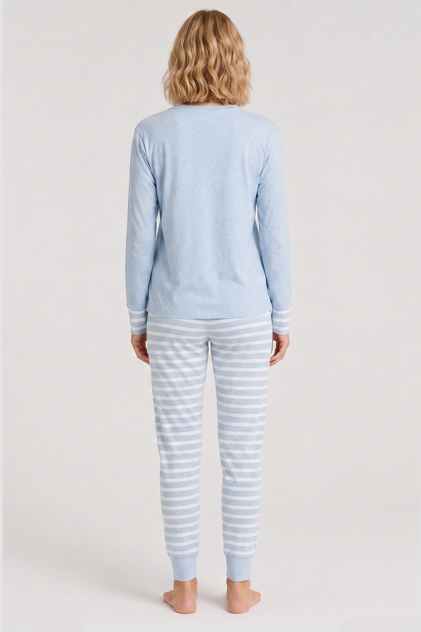 r-sch-be-happy-pyjama-lang-blau-ringel-b-ndchen image 3