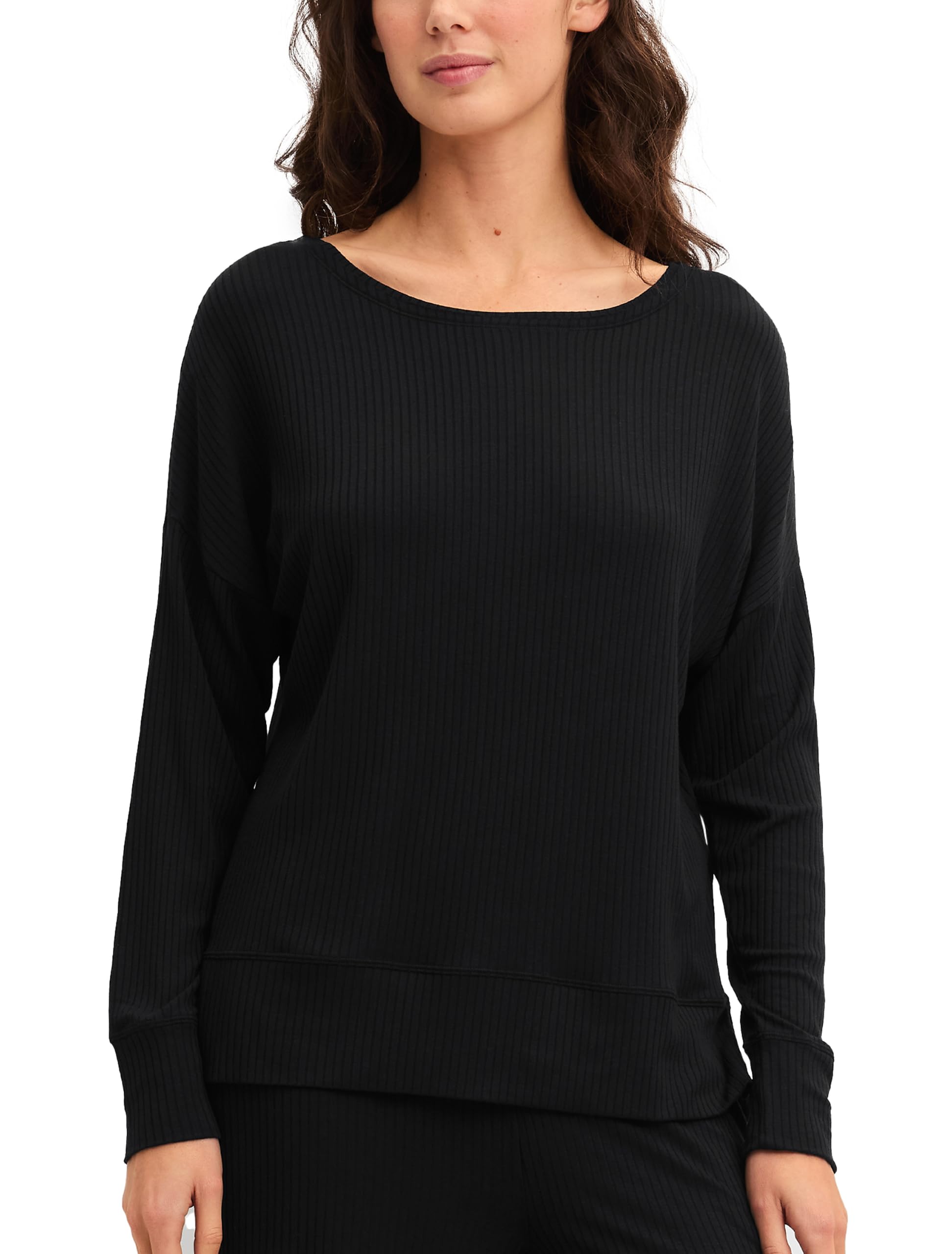 calida-feminine-lounge-langarmshirt-damen-ripp-schwarz image 6