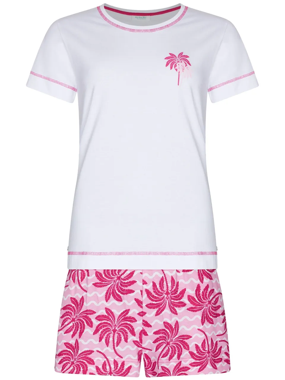pastunette-myrebelle-palm-springs-short-pyjama-wei-bio-baumwolle image 1