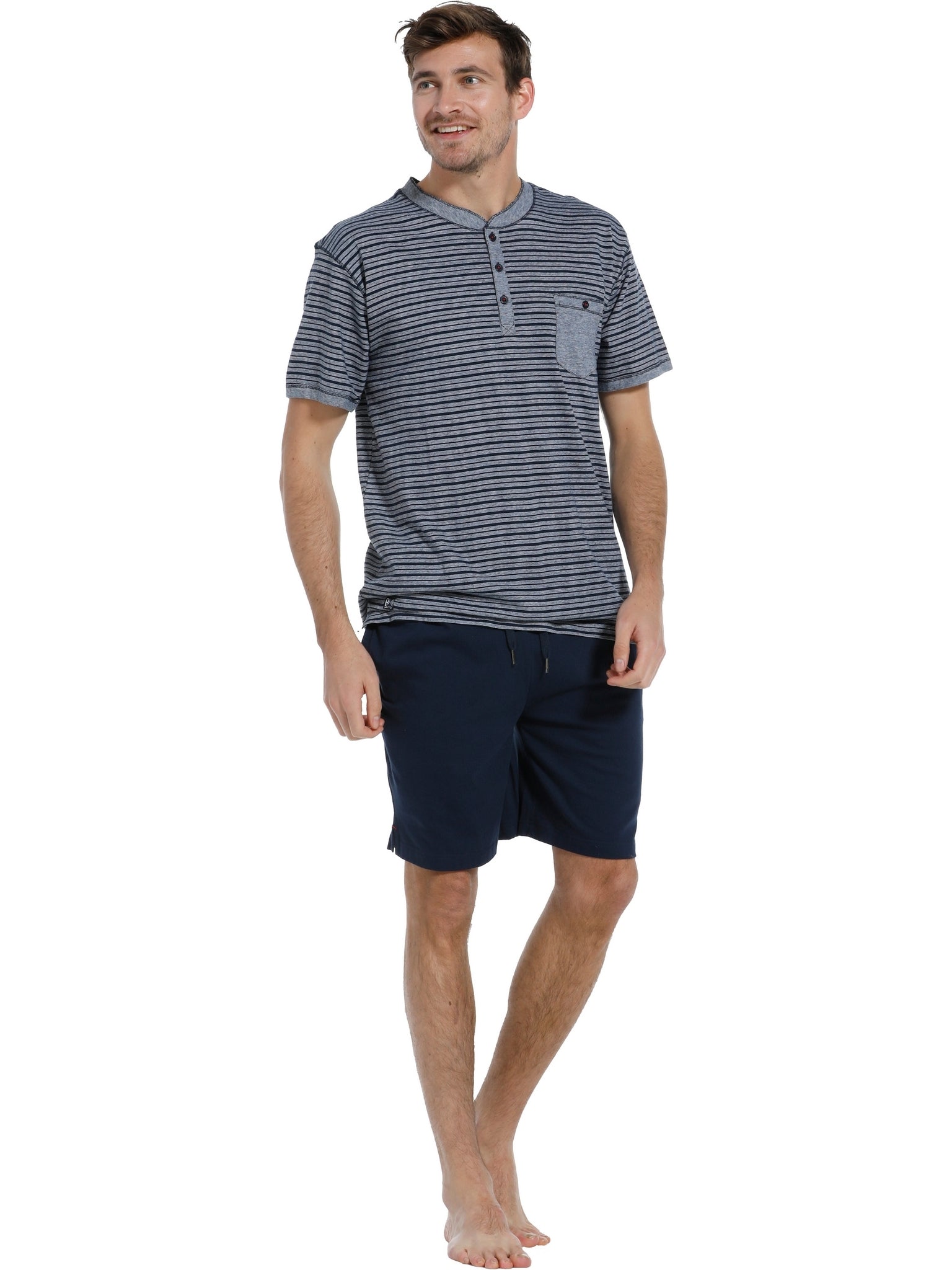pastunette-shortama-shorty-pyjama-dunkelblau-gestreift-baumwolle image 2