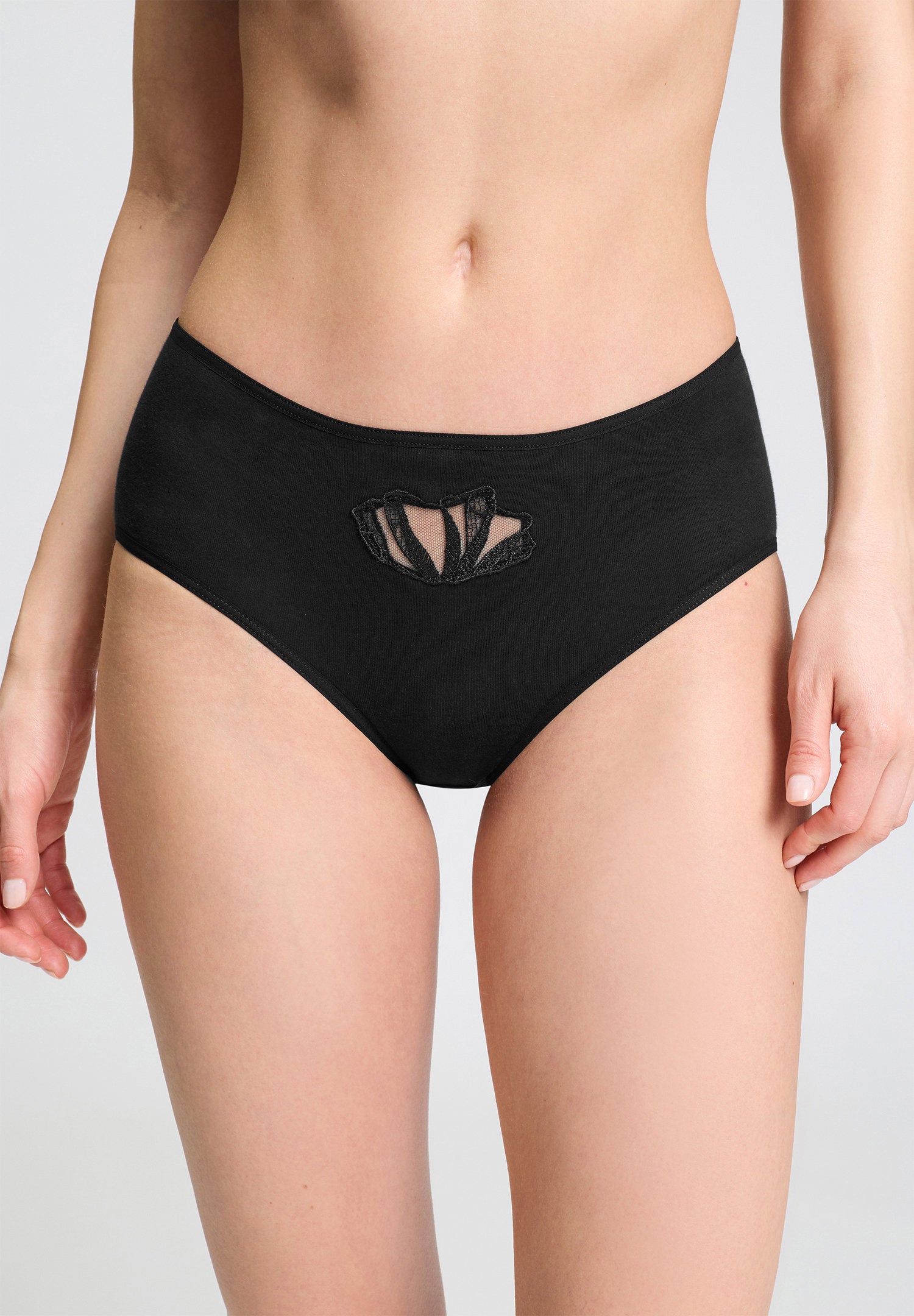 hanro-rosaria-midi-briefs-slip-black-stickerei-baumwolle image 2
