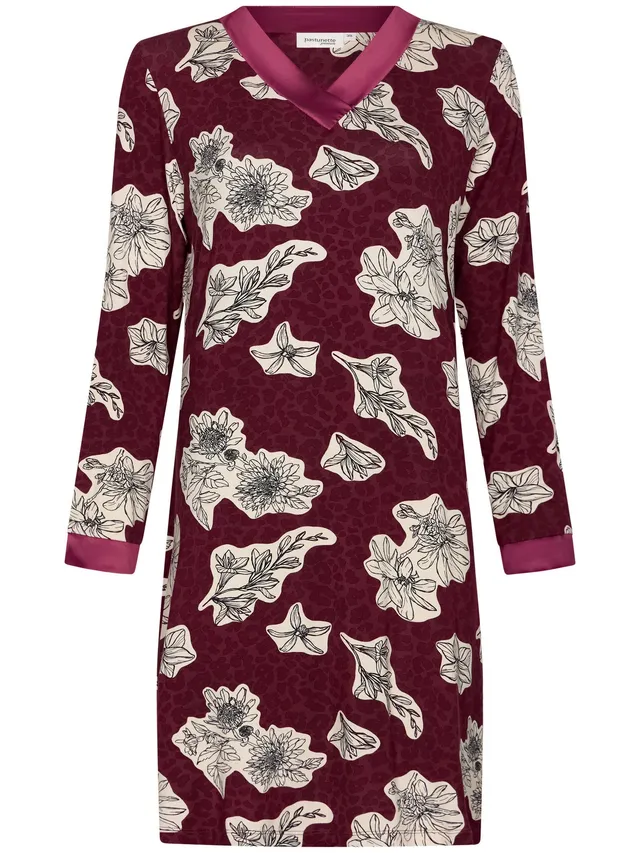 pastunette-premium-burgundy-dream-nachthemd-rot-blume image 1