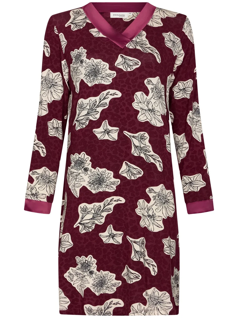 pastunette-premium-burgundy-dream-nachthemd-rot-blume image 1