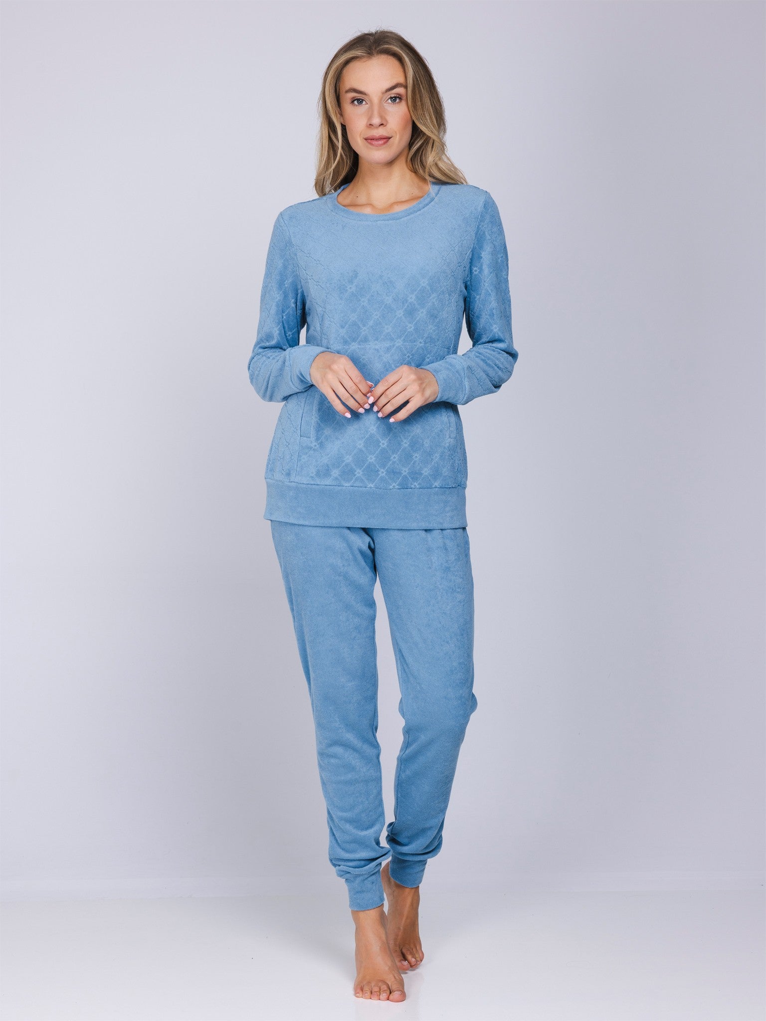 pastunette-blue-cottage-pyjama-jacquard-hellblau-damen image 4