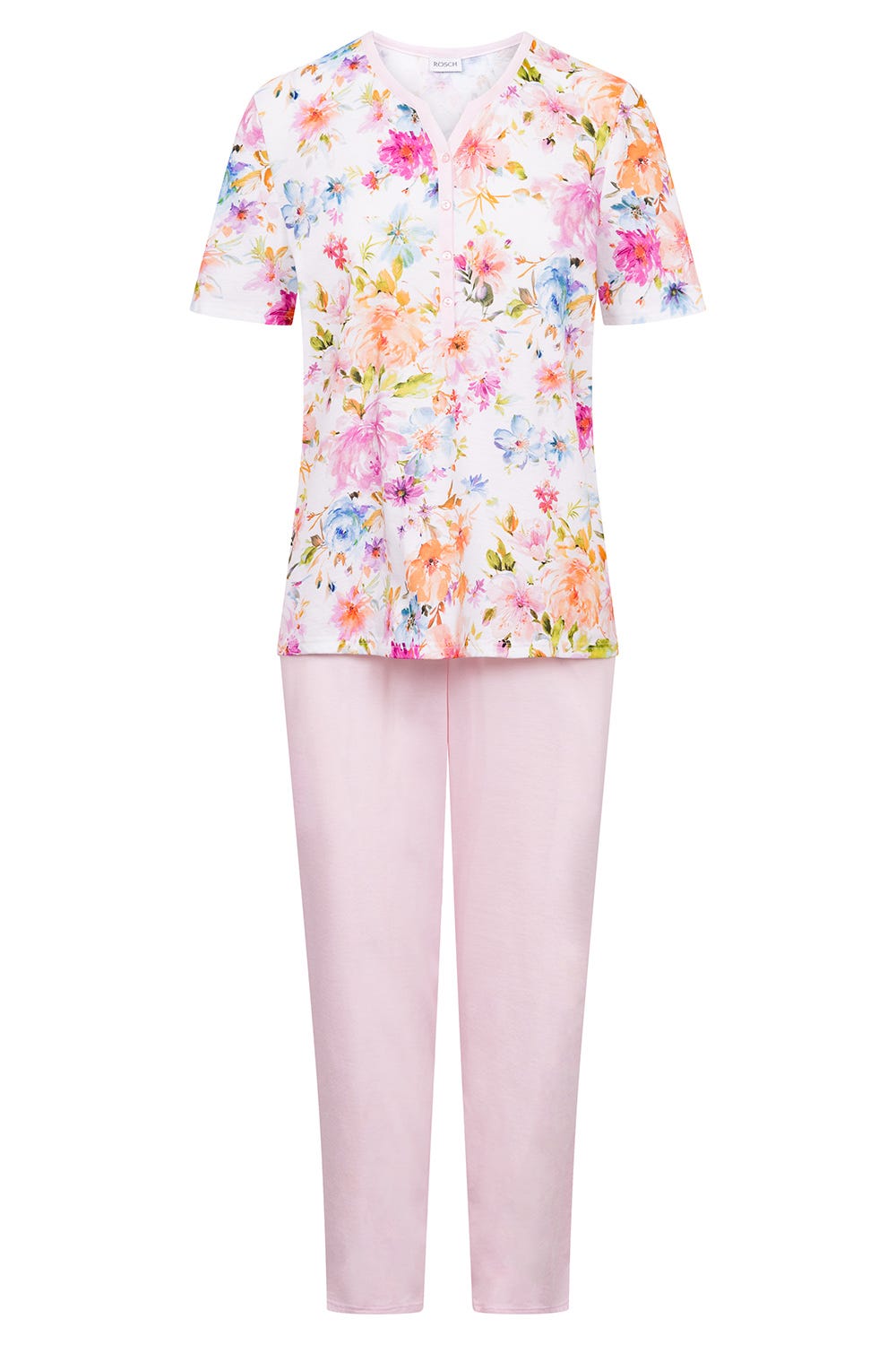 r-sch-be-happy-pyjama-3-4-kurzarm-bl-tenprint-rosa image 2