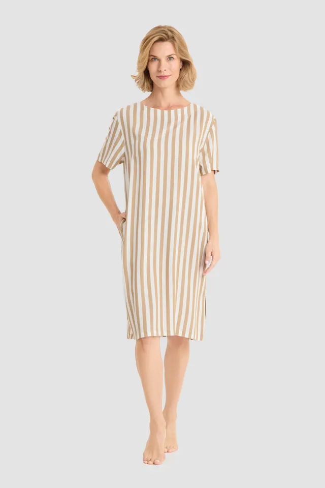 r-sch-be-happy-freizeitkleid-midi-streifen-braun-mit-taschen image 1