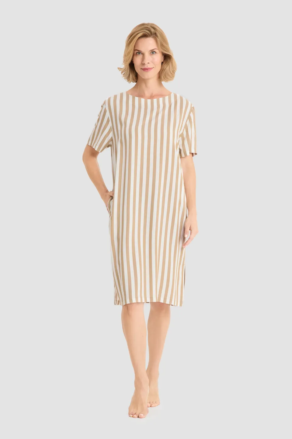 r-sch-be-happy-freizeitkleid-midi-streifen-braun-mit-taschen image 1