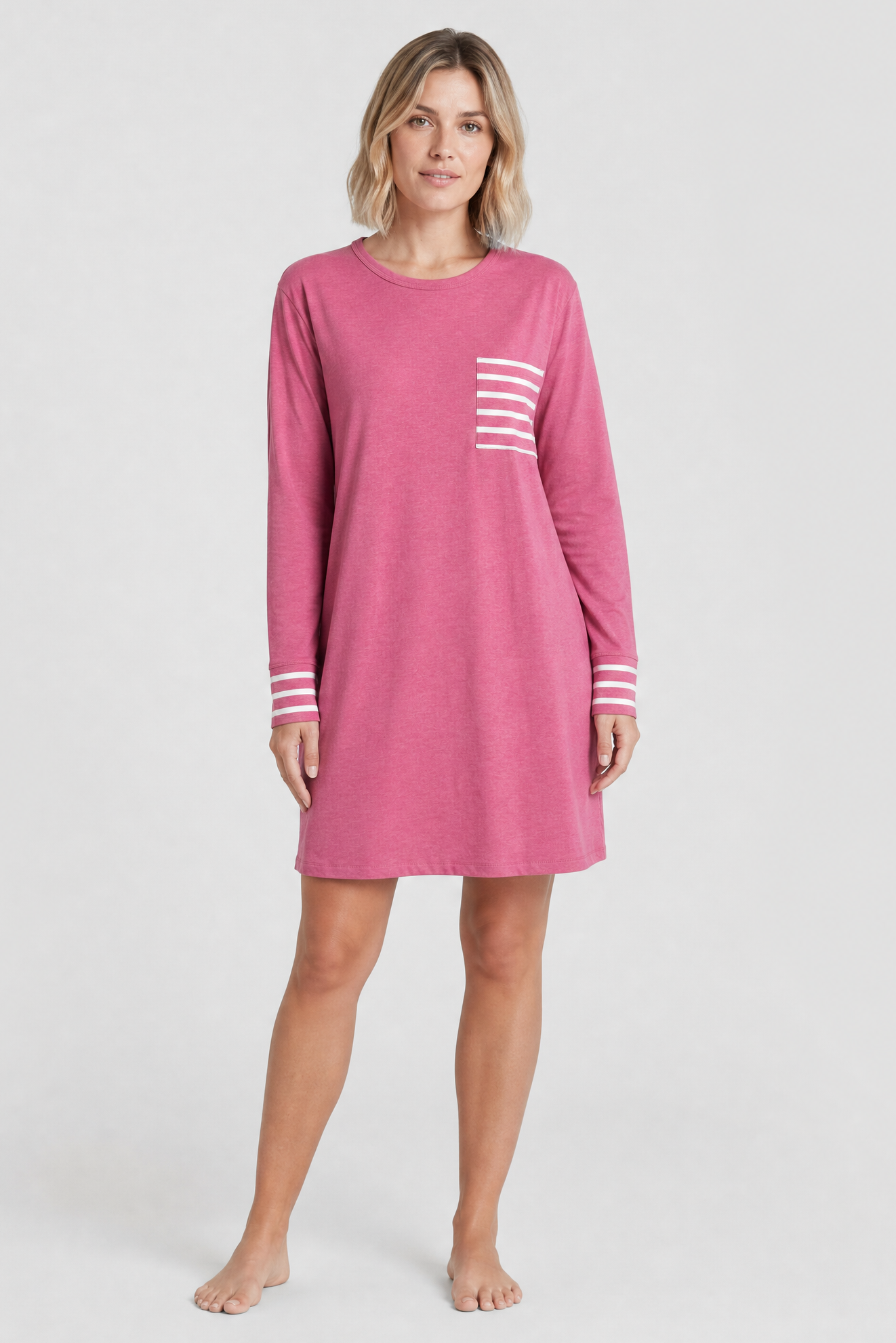 r-sch-be-happy-nachthemd-mini-ringel-mix-pink-baumwolle-modal image 1