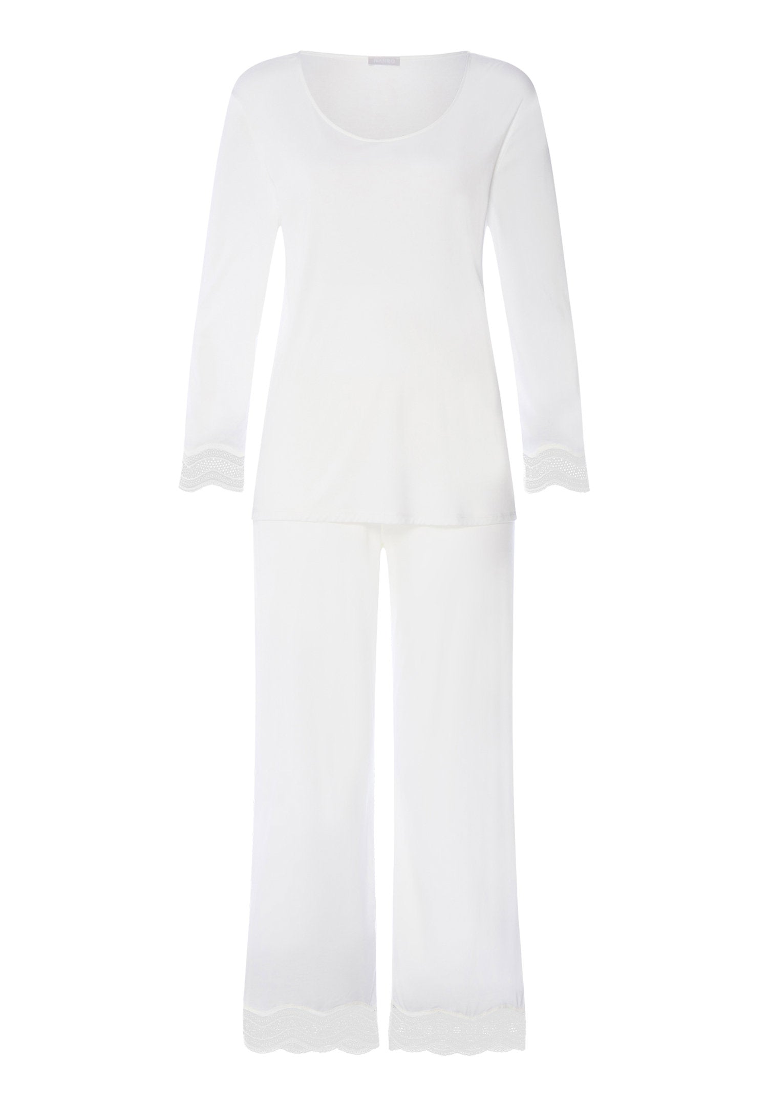 hanro-cira-pyjama-set-off-white-tencel-modal-spitze image 1