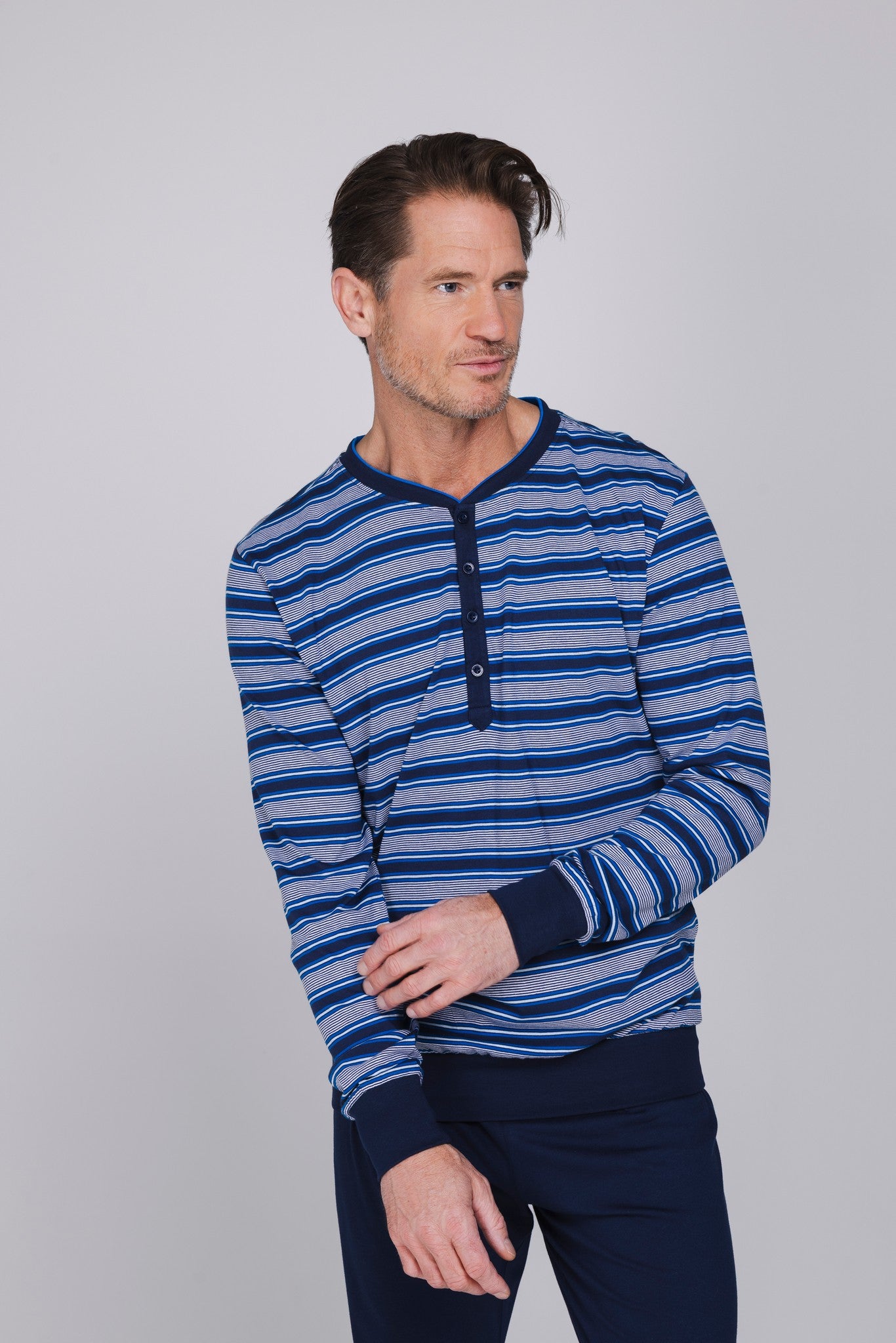 pastunette-blue-draft-herren-pyjama-baumwolle-blau image 4