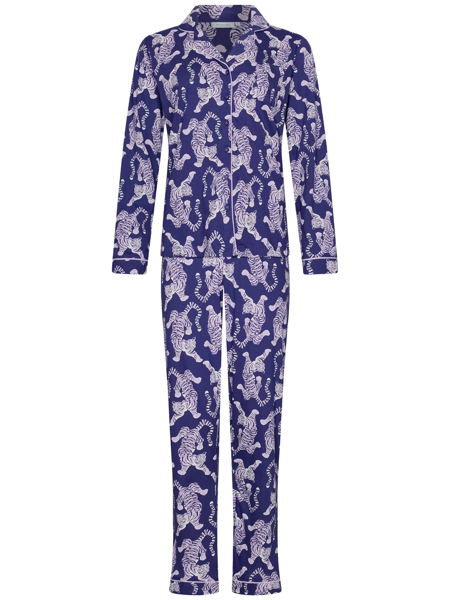 rebelle-tiger-star-pyjama-lila-bio-baumwolle-knopf image 1