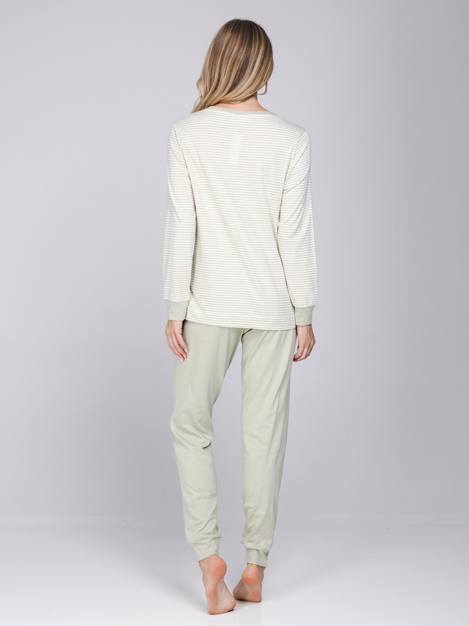 pastunette-sage-serenity-pyjama-gr-n-gestreift-bio-baumwolle image 4