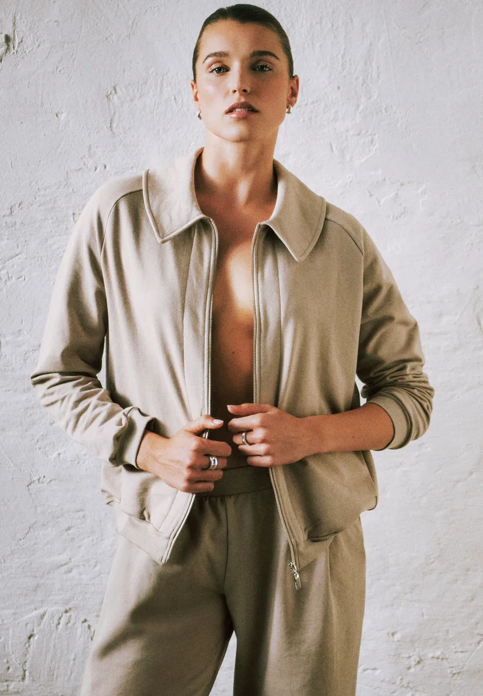 hanro-natural-living-078935-cardigan-rose-grey-baumwolle image 1