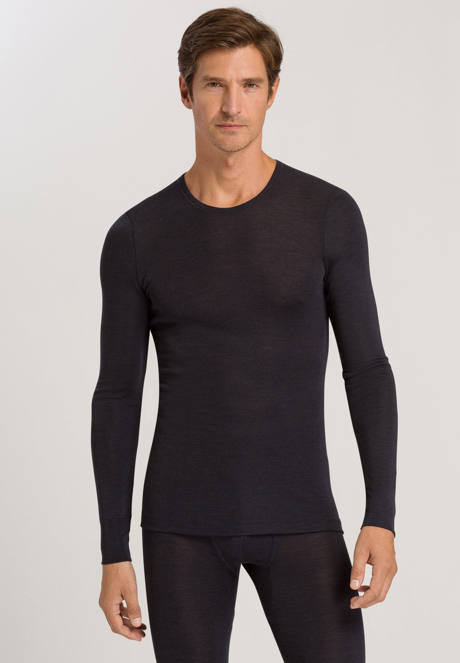 hanro-woolen-silk-langarm-shirt-wolle-seide-anthracite image 2