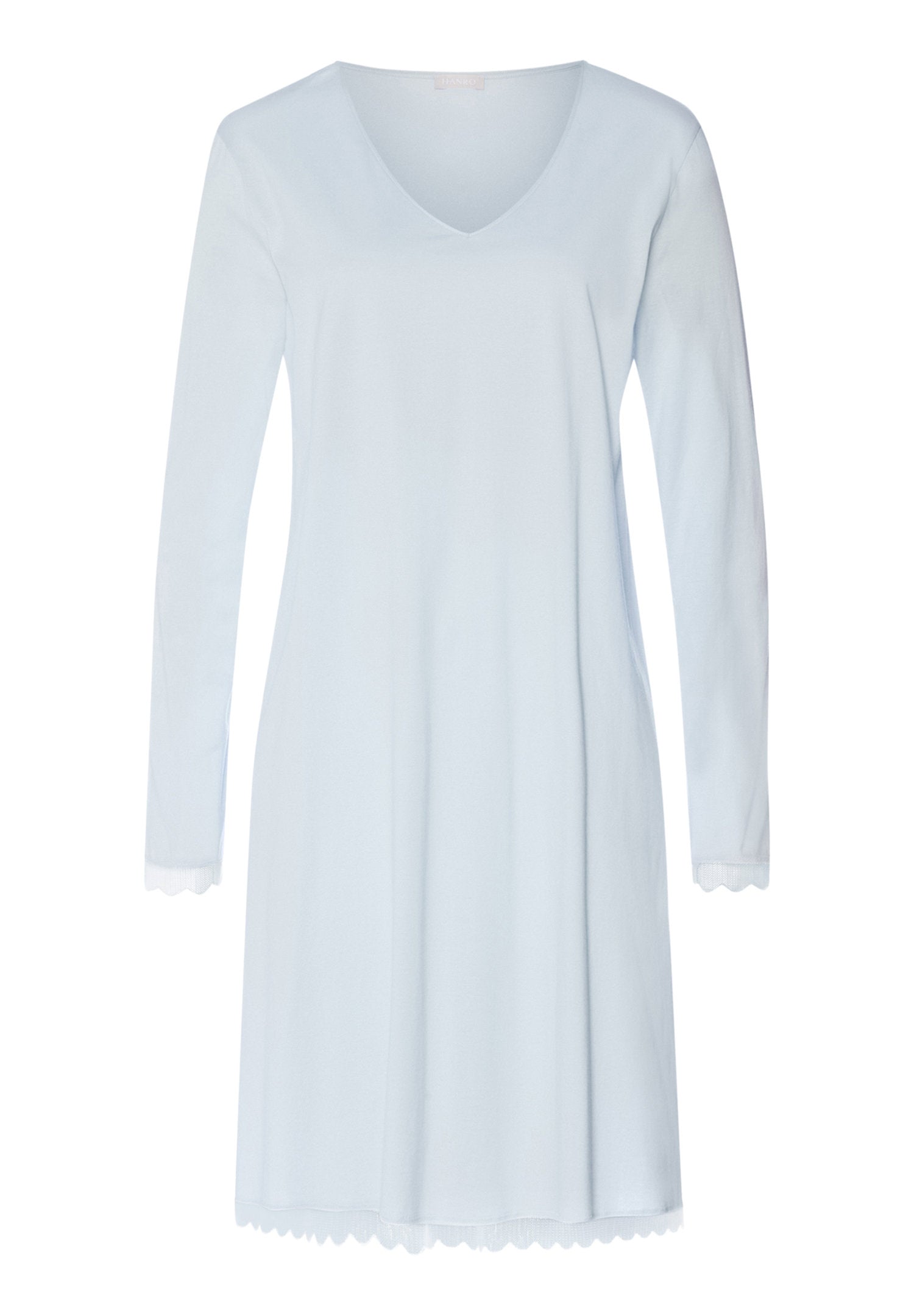 hanro-inaya-nachthemd-langarm-100cm-watery-blue-spitze image 1