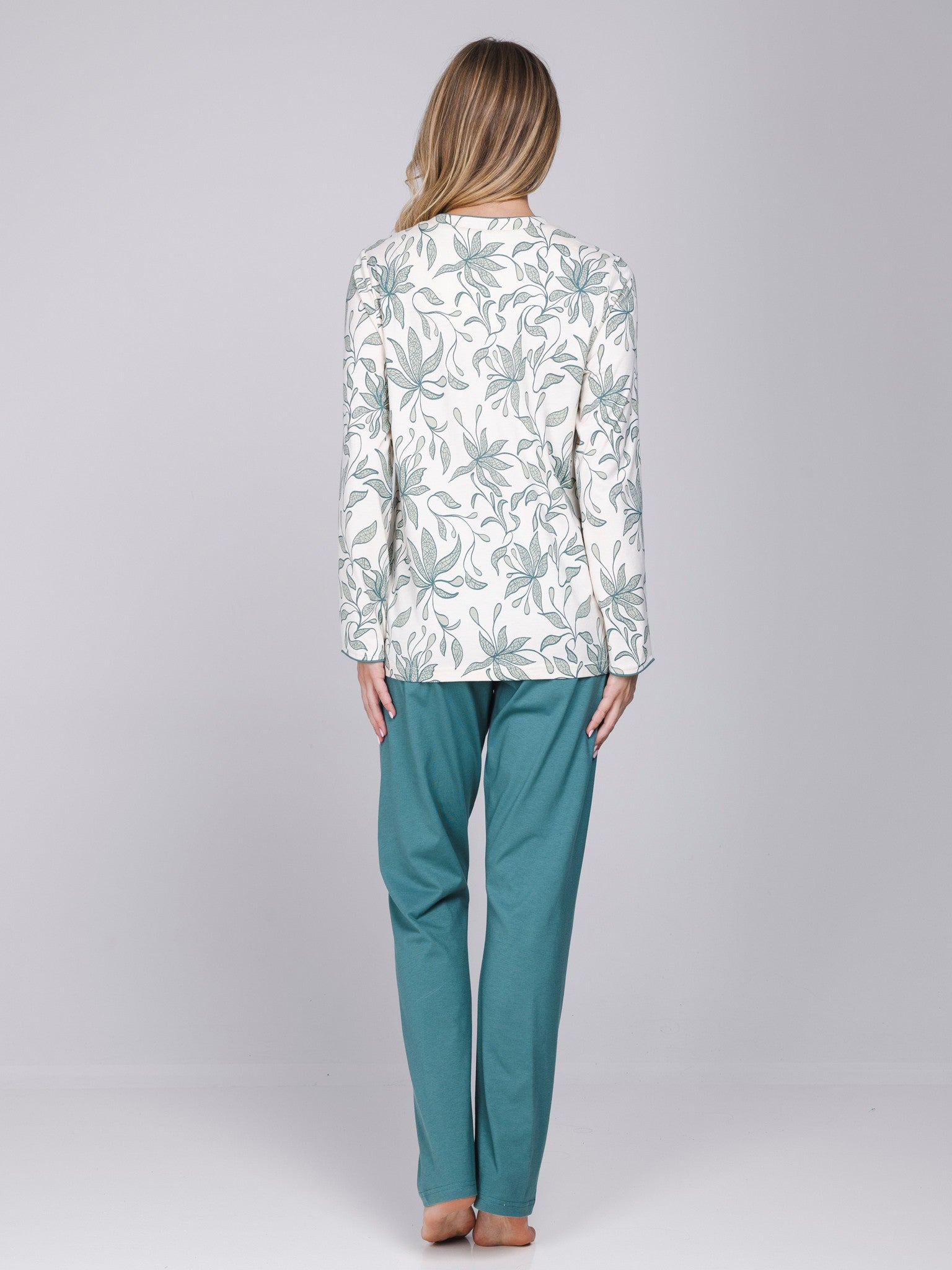 pastunette-nordic-leaf-pyjama-gr-n-schlafanzug-blattprint image 3