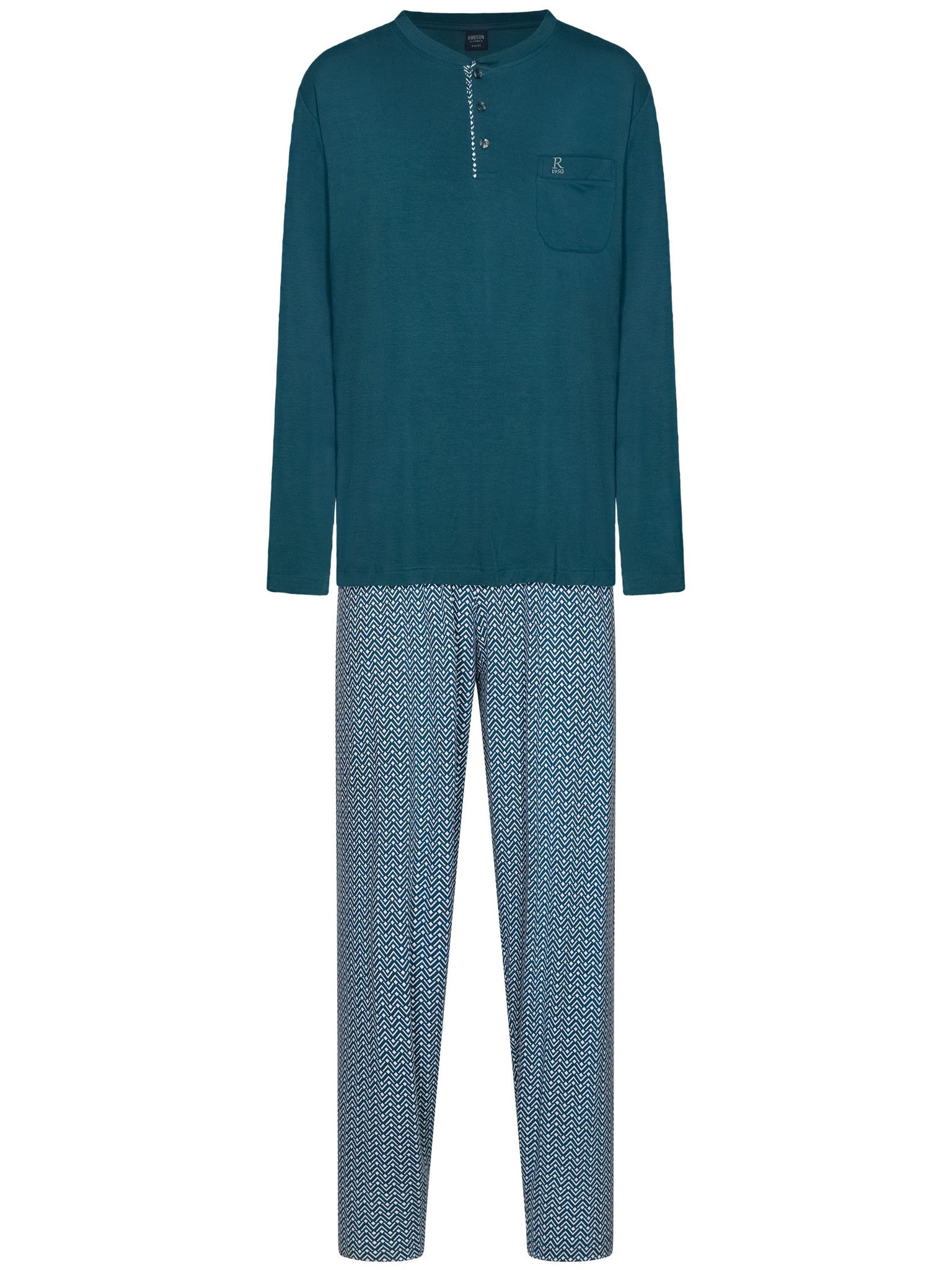 robson-pyjama-petrol-bambus-knopfleiste-herren image 1