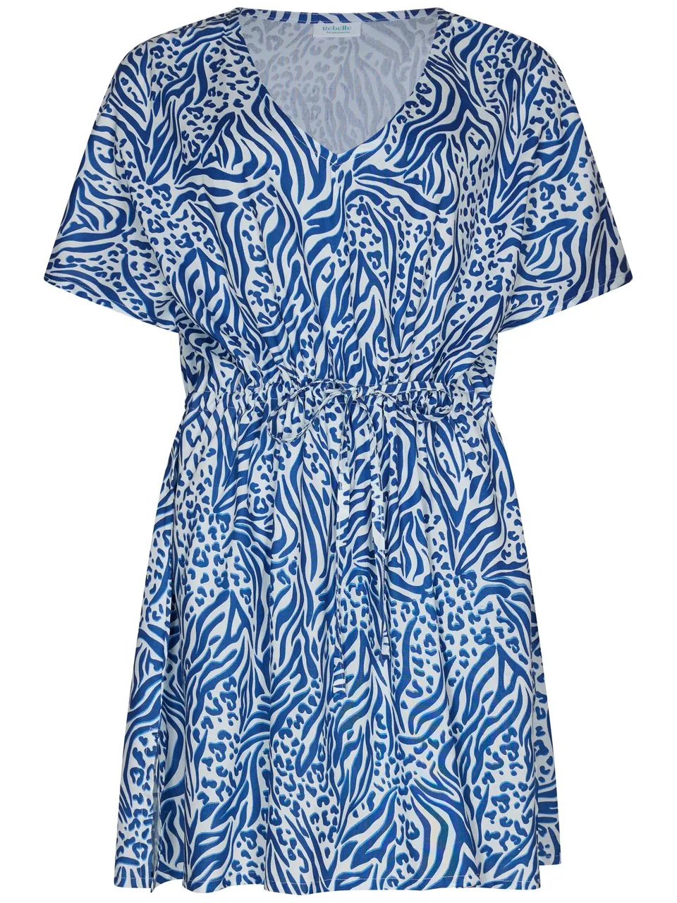 myrebelle-blue-bay-kleid-strandkleid-blau-animal-viskose image 1