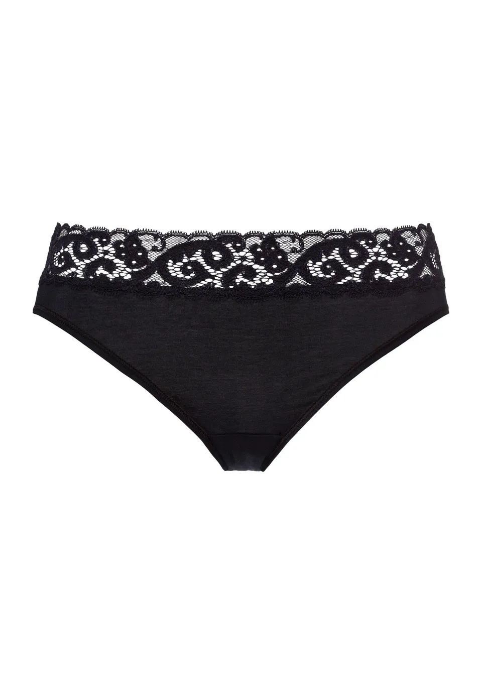 hanro-moments-mini-briefs-slip-schwarz-baumwolle-spitze image 1