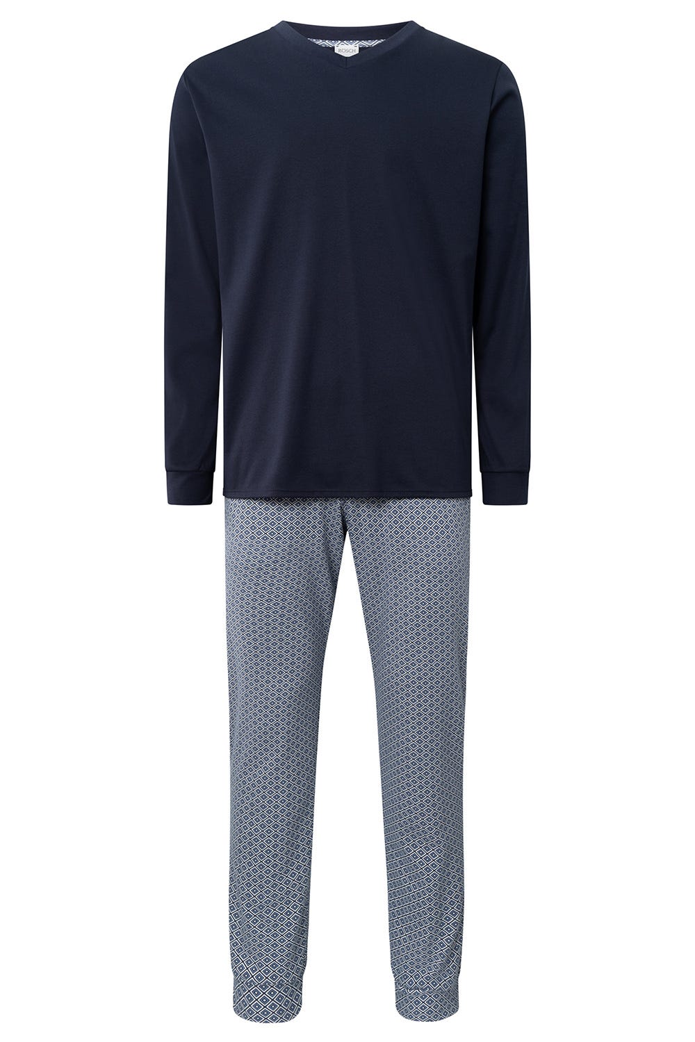 r-sch-be-happy-herren-pyjama-lang-v-ausschnitt-schlafanzug-blau image 2