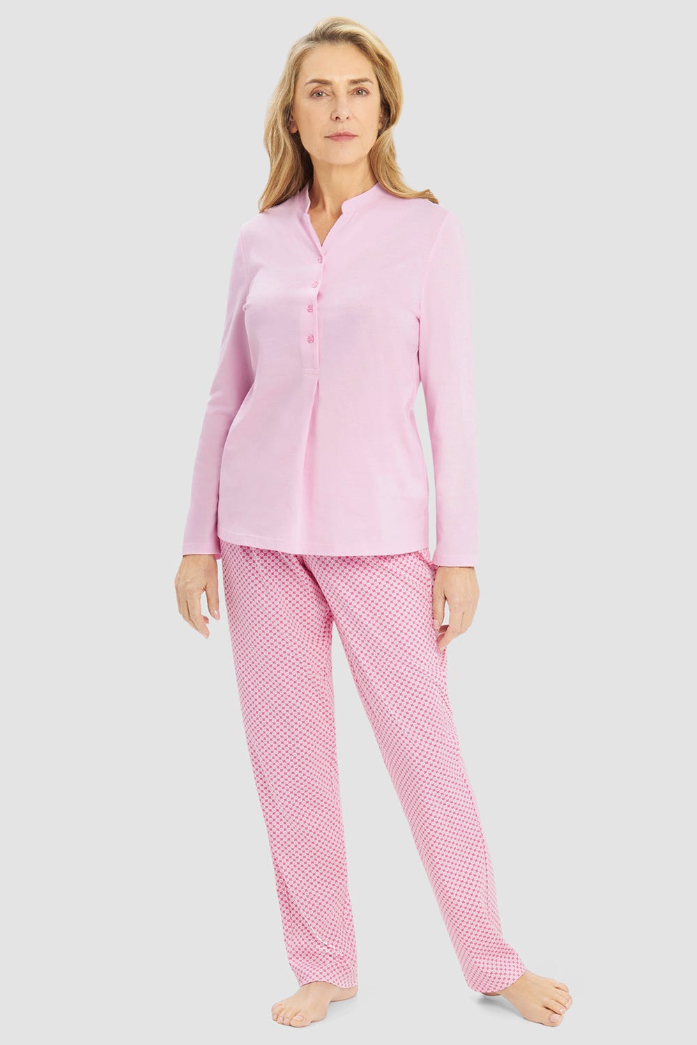 r-sch-be-happy-pyjama-langarm-grafikdruck-schlafanzug-rosa image 1