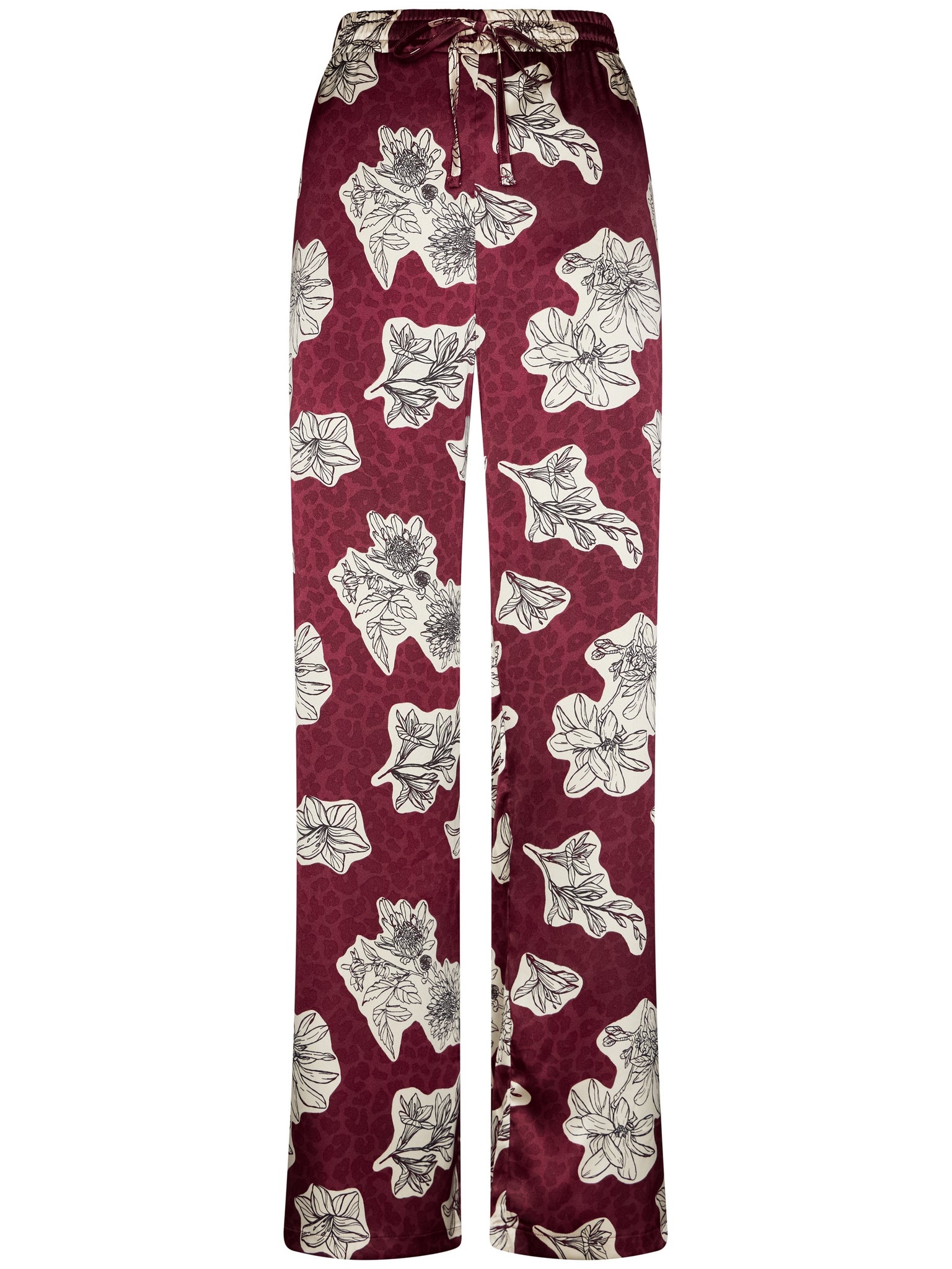 pastunette-premium-burgundy-dream-pyjama-bordeaux-satin-blumen image 2