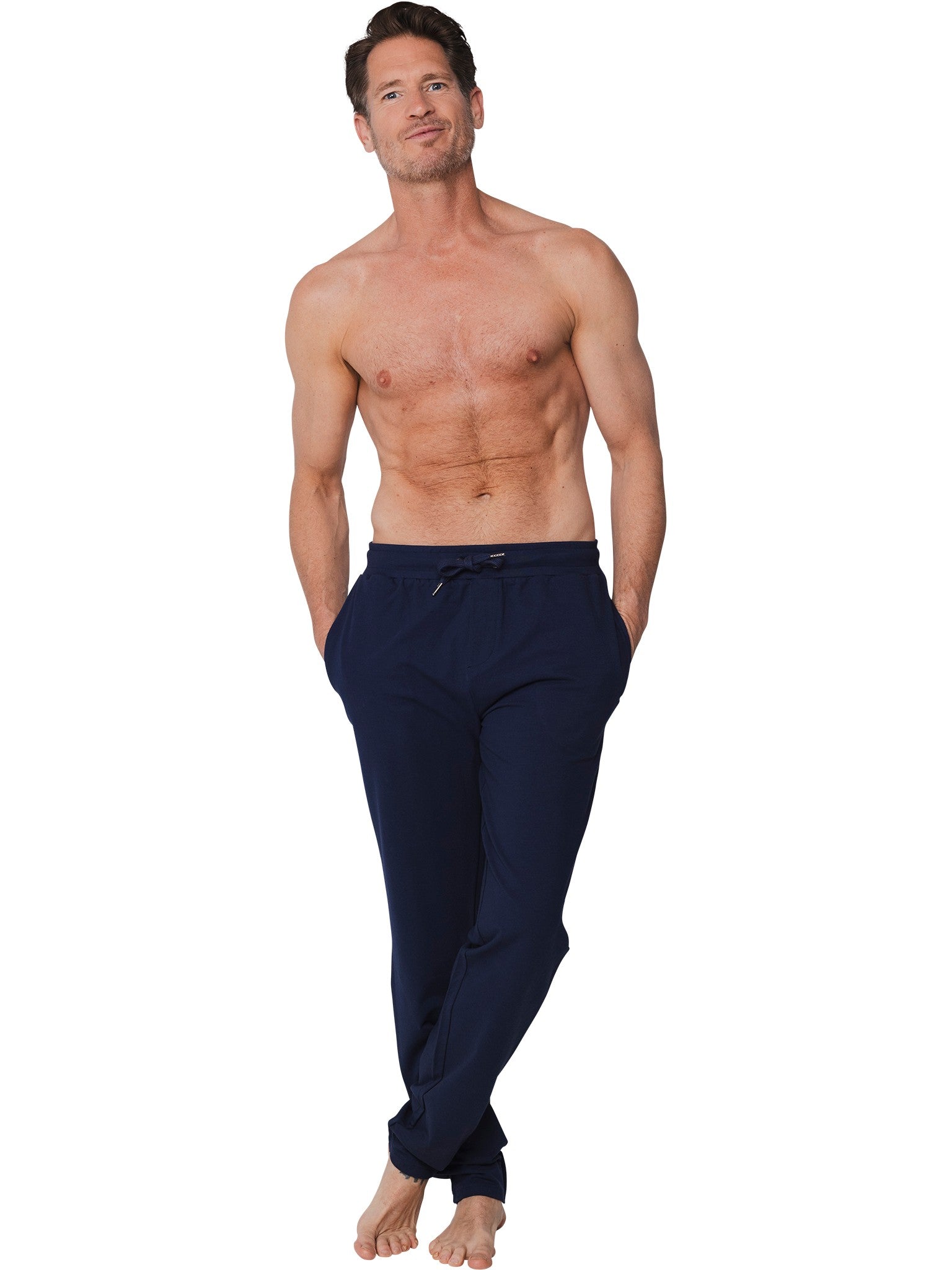 pastunette-loungehose-herren-pyjamahose-blau-baumwolle image 2