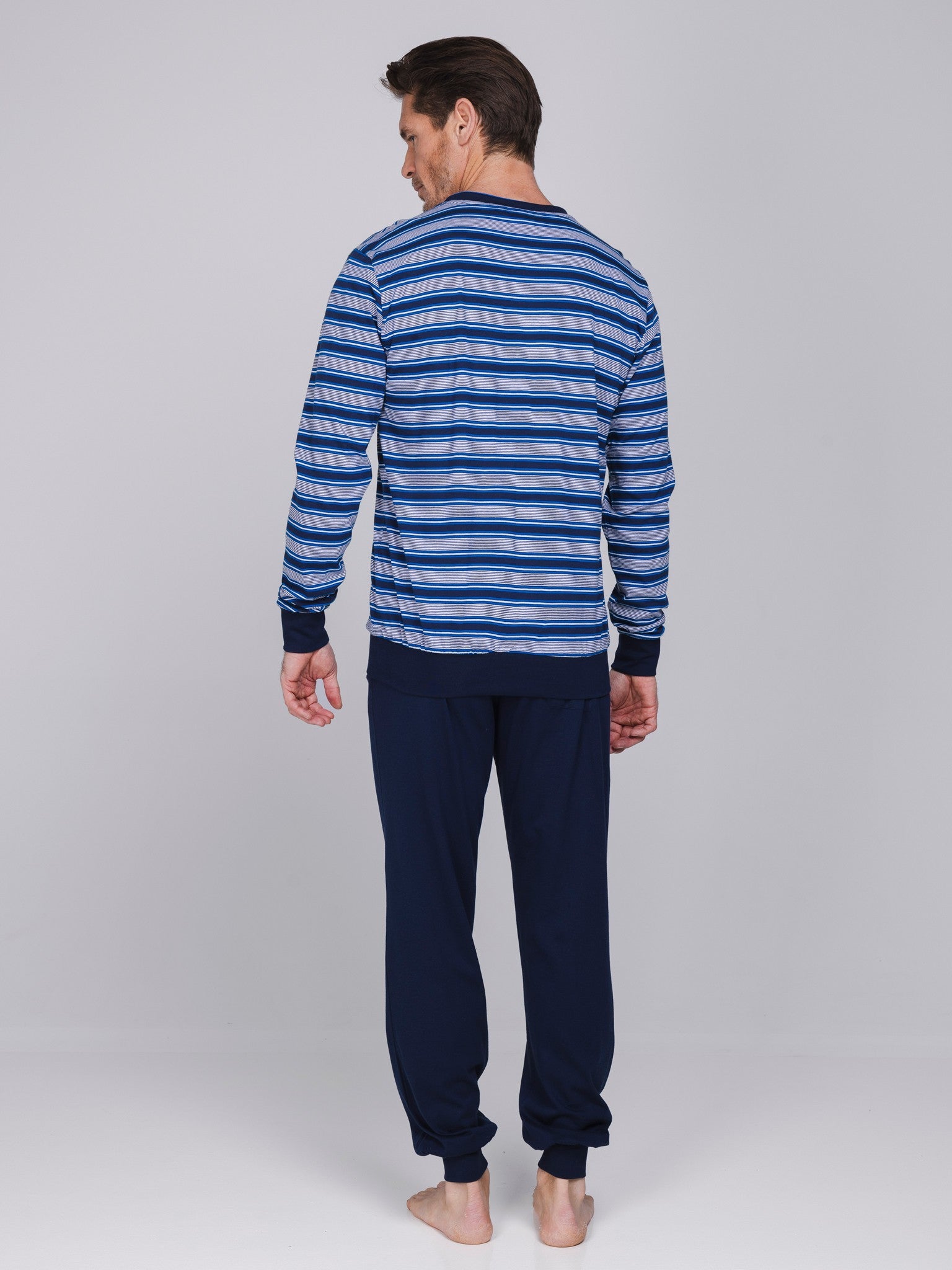 pastunette-blue-draft-herren-pyjama-baumwolle-blau image 3