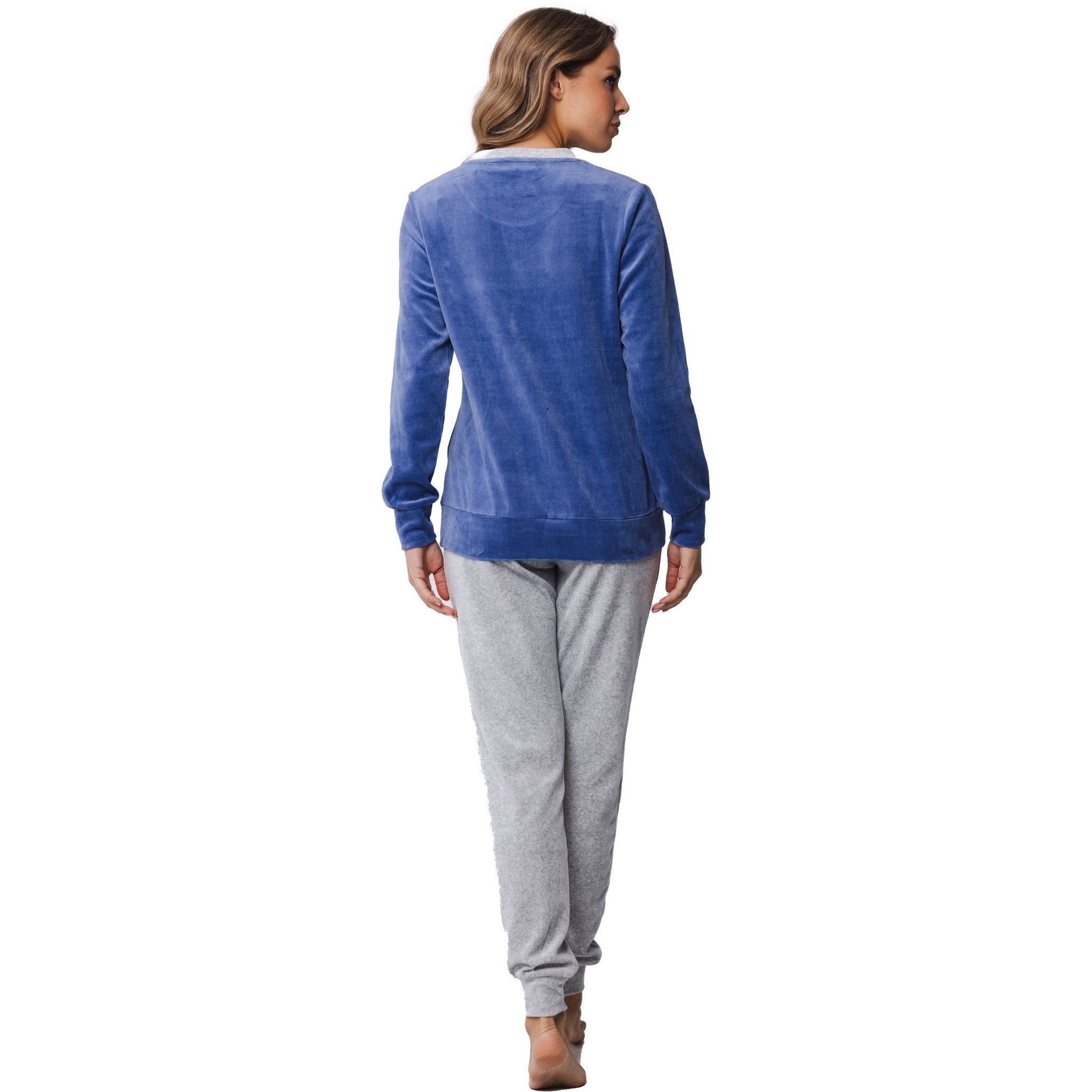 pastunette-nightflowers-damen-pyjama-dunkelblau-baumwolle image 4