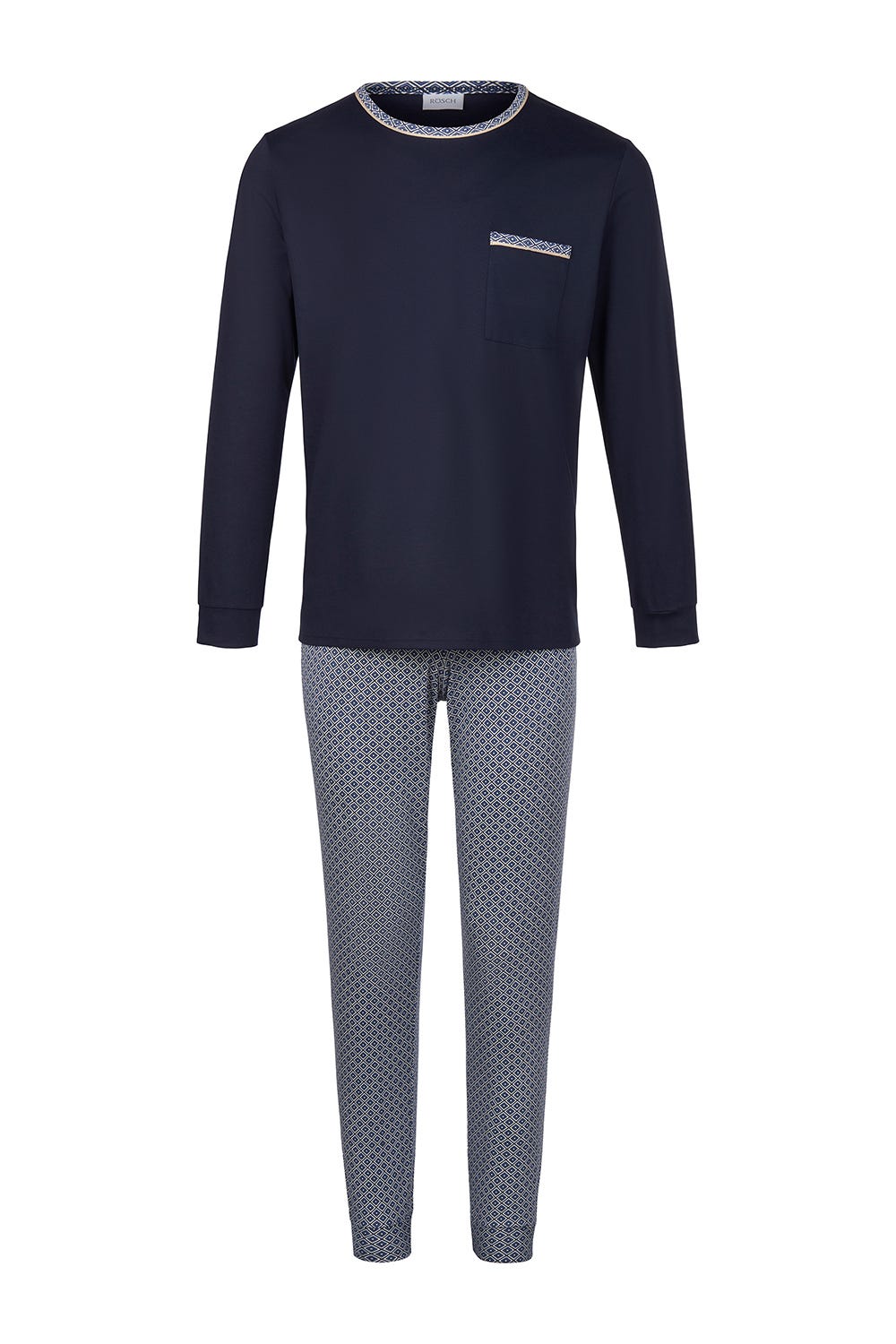 r-sch-be-happy-herren-pyjama-lang-blau-minimalprint-gr-50 image 2