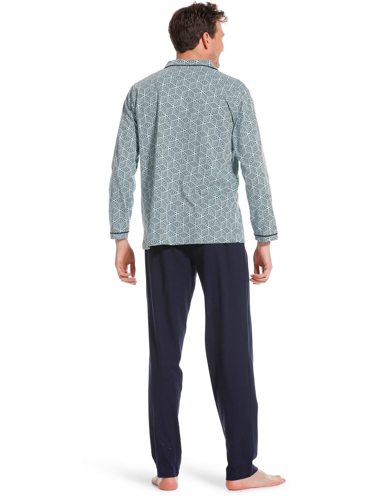 pastunette-graphic-pyjama-t-rkis-baumwolle-knopfleiste image 3