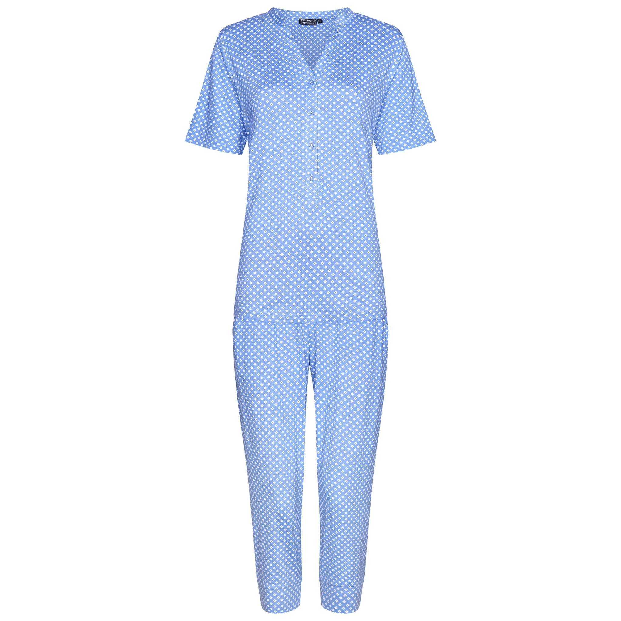 pastunette-deluxe-softly-blue-pyjama-blau-viskose-mit-print image 1