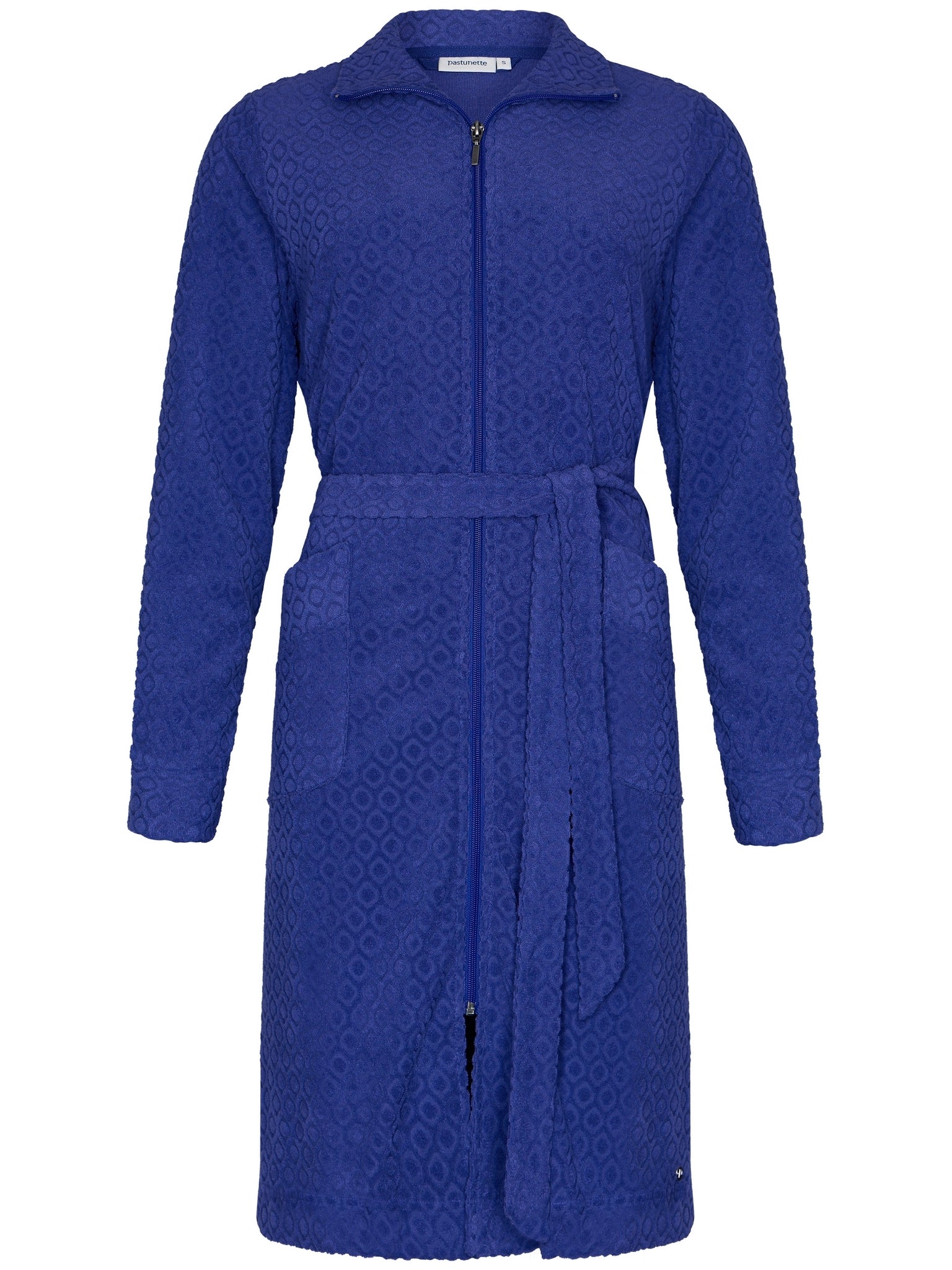 pastunette-blue-breeze-bademantel-blau-karo-frottee-reissverschluss image 1