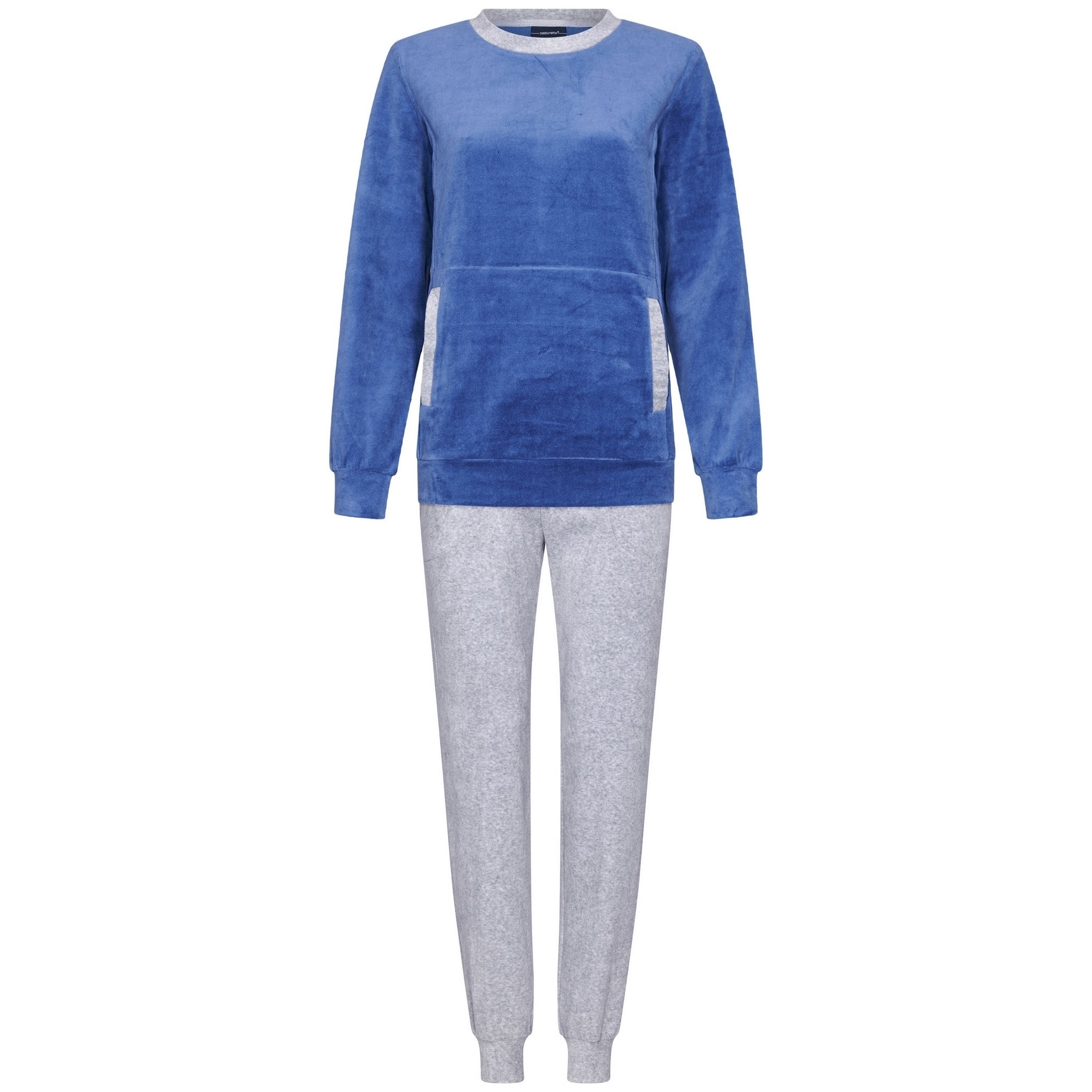pastunette-nightflowers-damen-pyjama-dunkelblau-baumwolle image 1