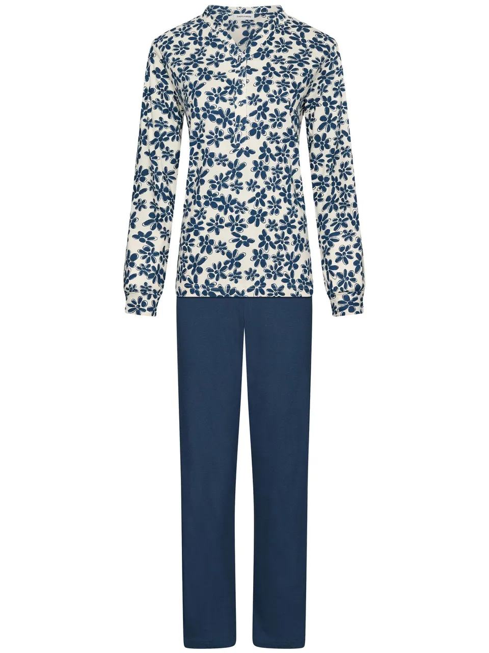 pastunette-nordic-bloom-pyjama-blau-bio-baumwolle-langarm image 1