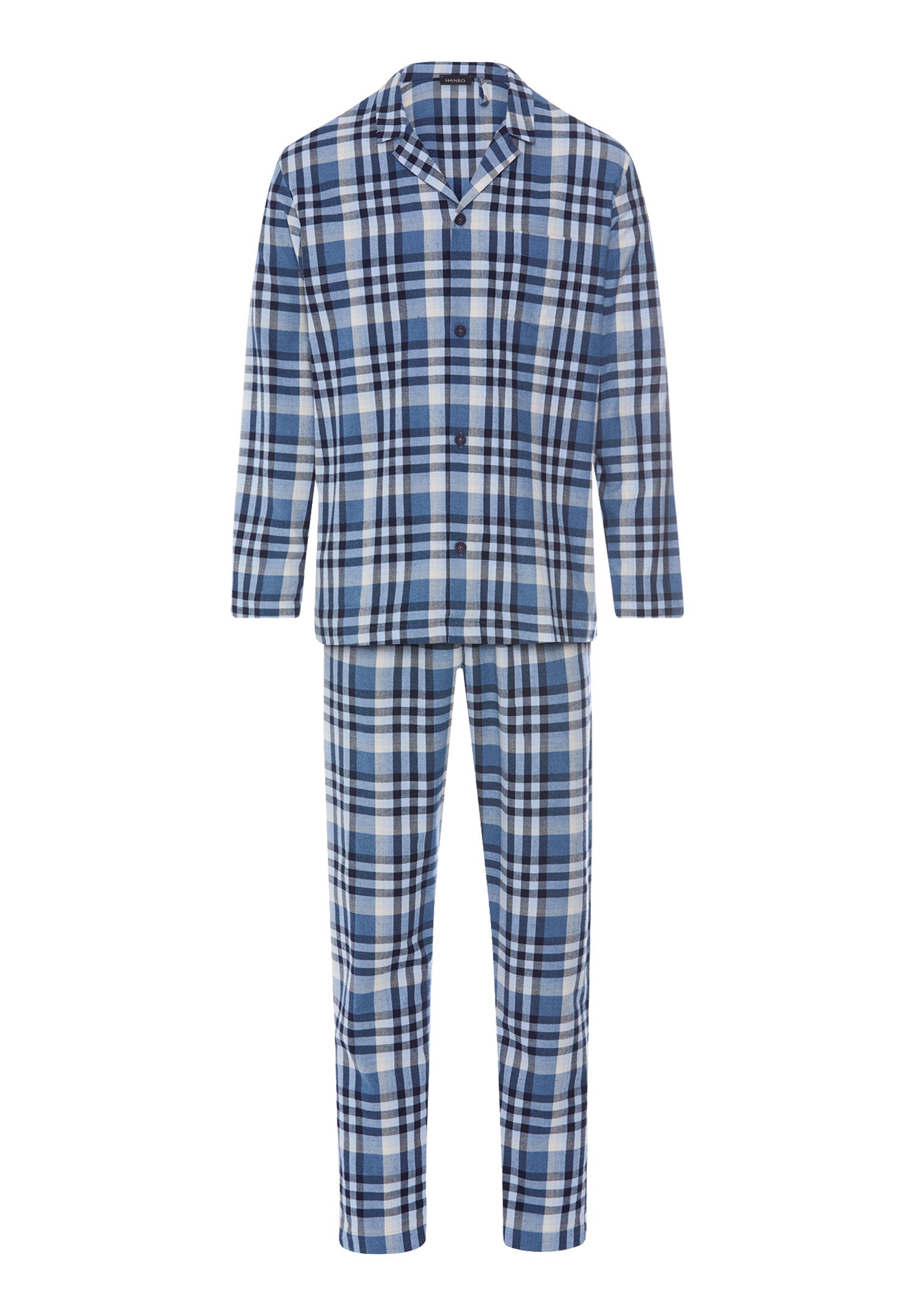 hanro-cozy-comfort-pyjama-pacific-squares-kariert-aus-flanell image 1