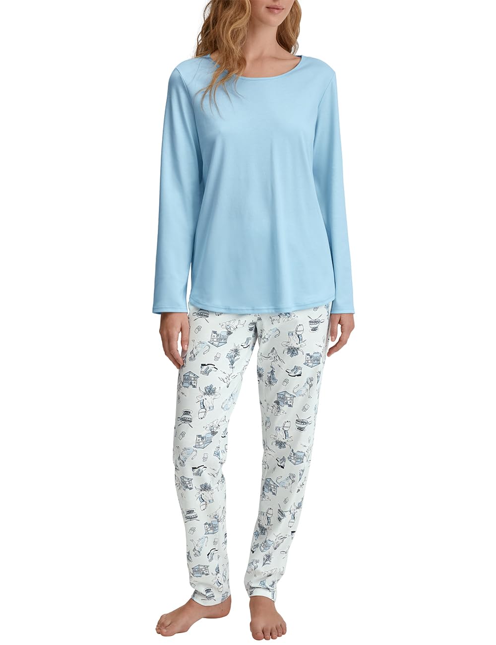 calida-favourites-dreams-pyjama-damen-lang-ice-green-baumwolle image 6