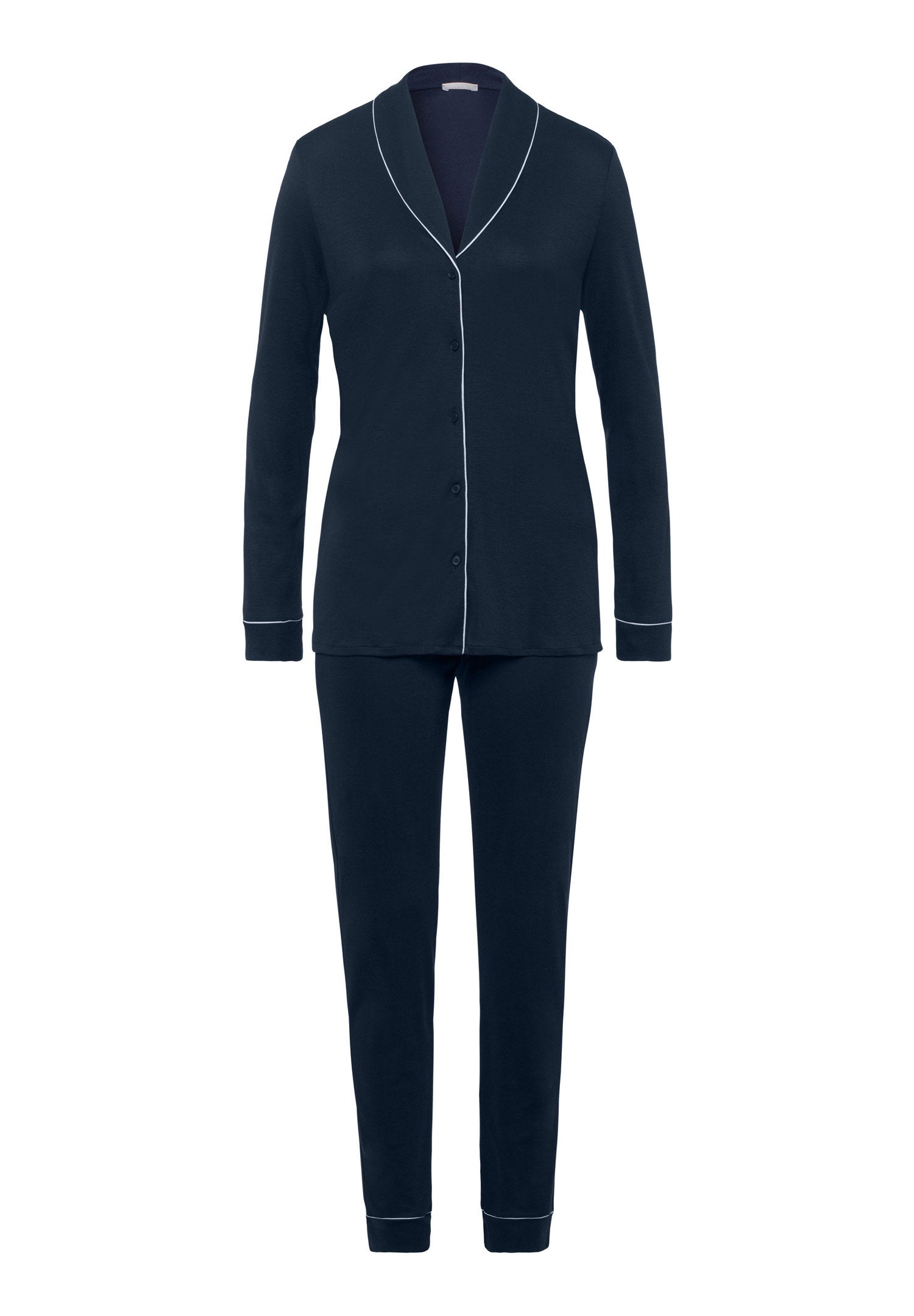 hanro-natural-comfort-pyjama-lang-deep-navy-tencel image 1
