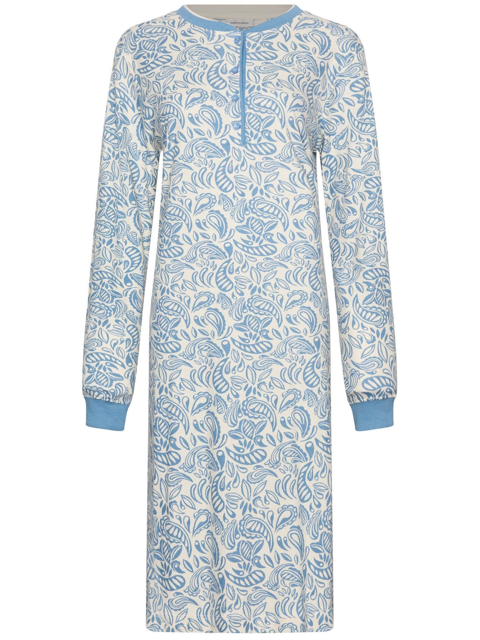 pastunette-soft-paisley-nachthemd-blau-baumwolle-langarm image 1